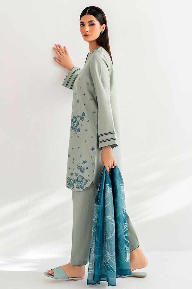 JAZMIN 3 PIECE EMBROIDERED DOBBY LAWN SUIT (USE-9092)