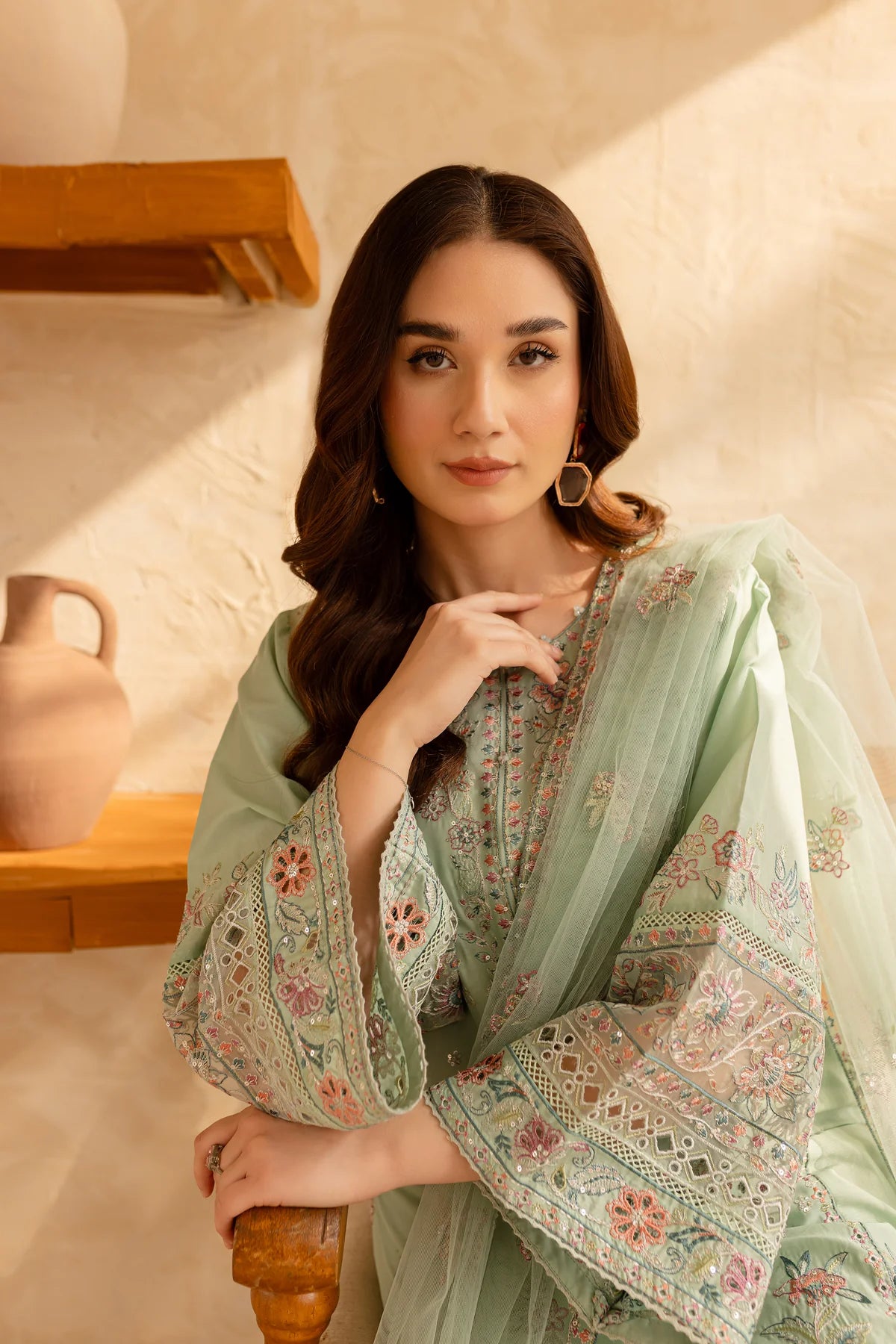 Batik 3Pc Embroidered Lawn Suit Pearly Blue gulbuy.com