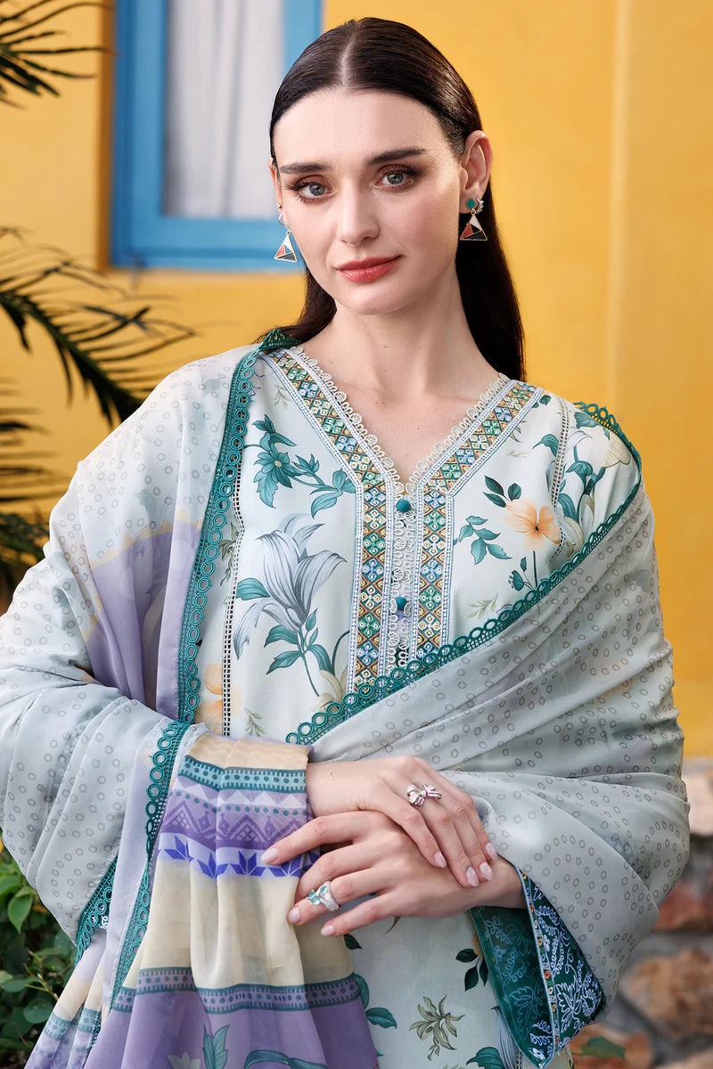 Farasha 3Pc Digital Printed Lawn Suit Aqua Sparkle gulbuy.com