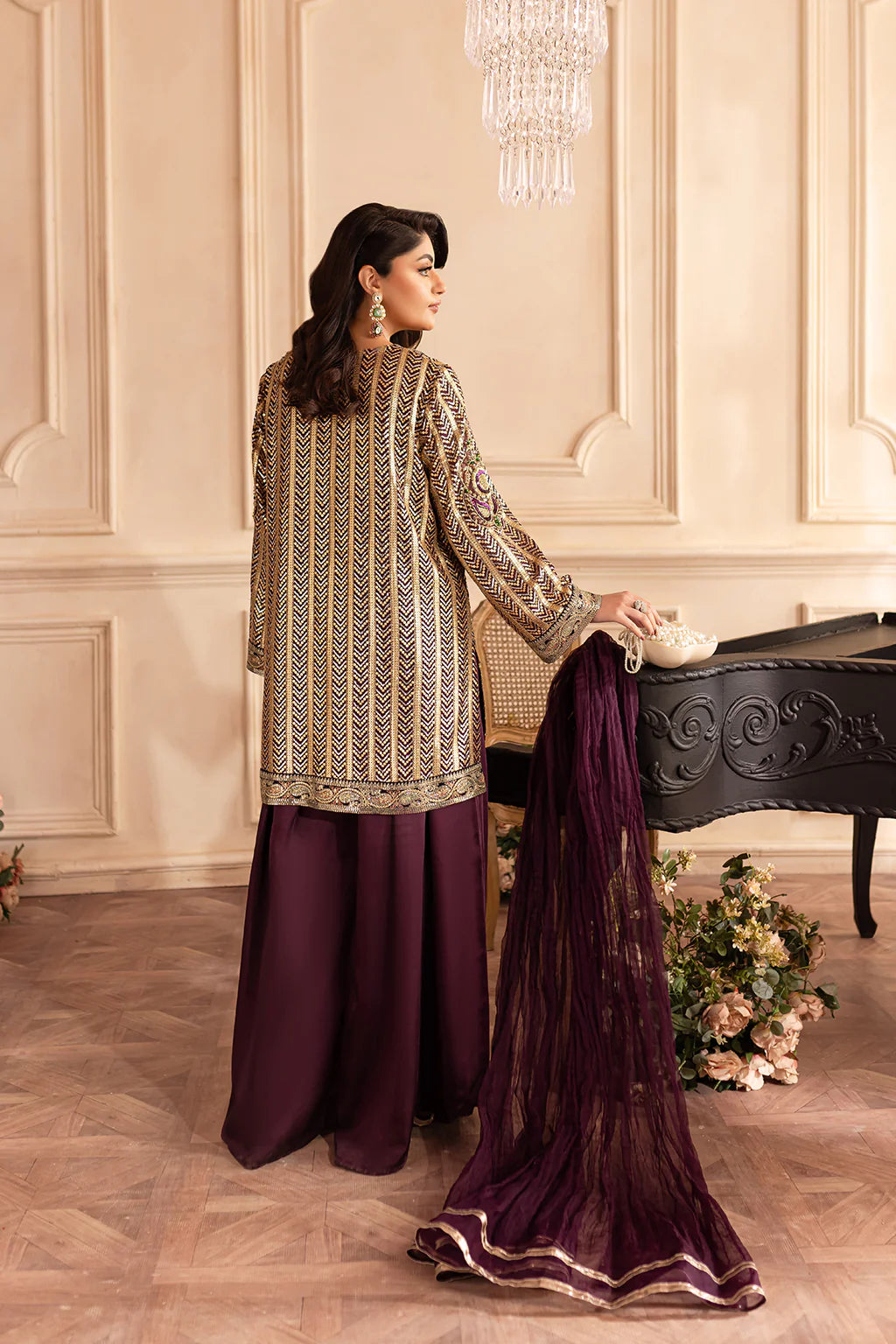 Vanya 3Pc Embroidered chiffon Suit ML-05 gulbuy.com