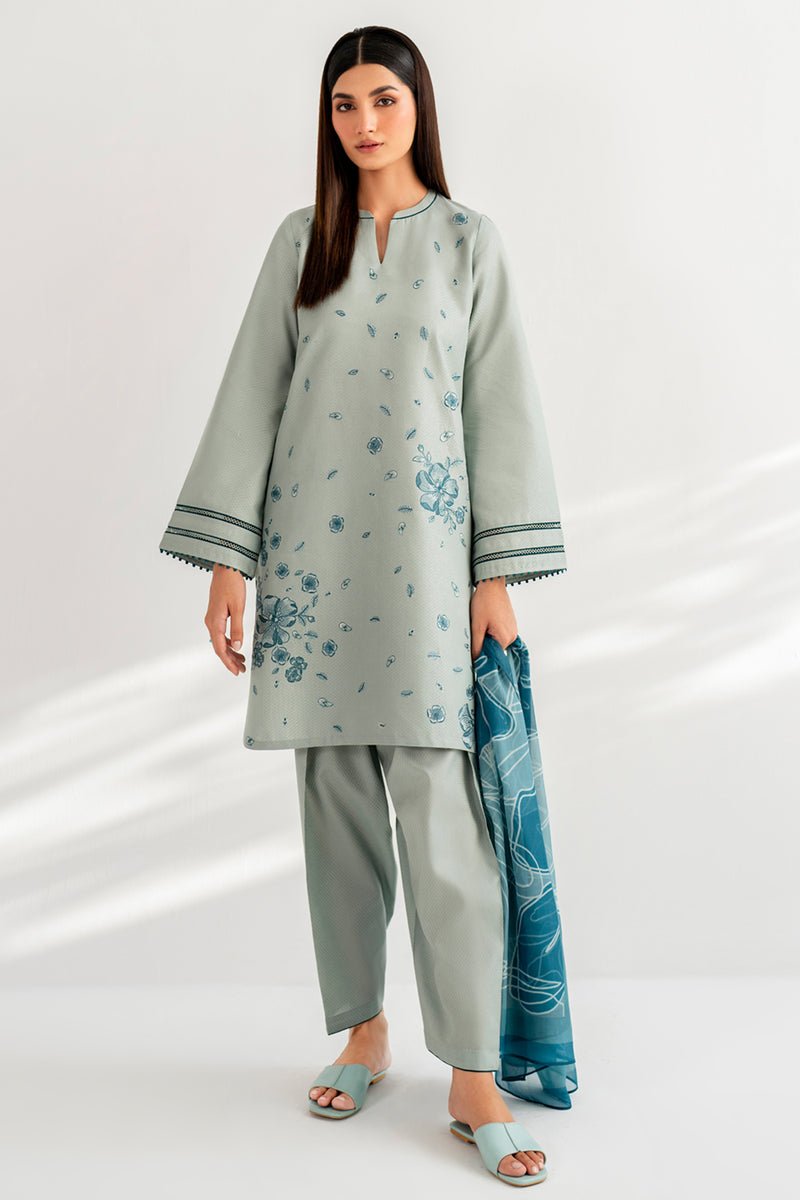 JAZMIN 3 PIECE EMBROIDERED DOBBY LAWN SUIT (USE-9092)
