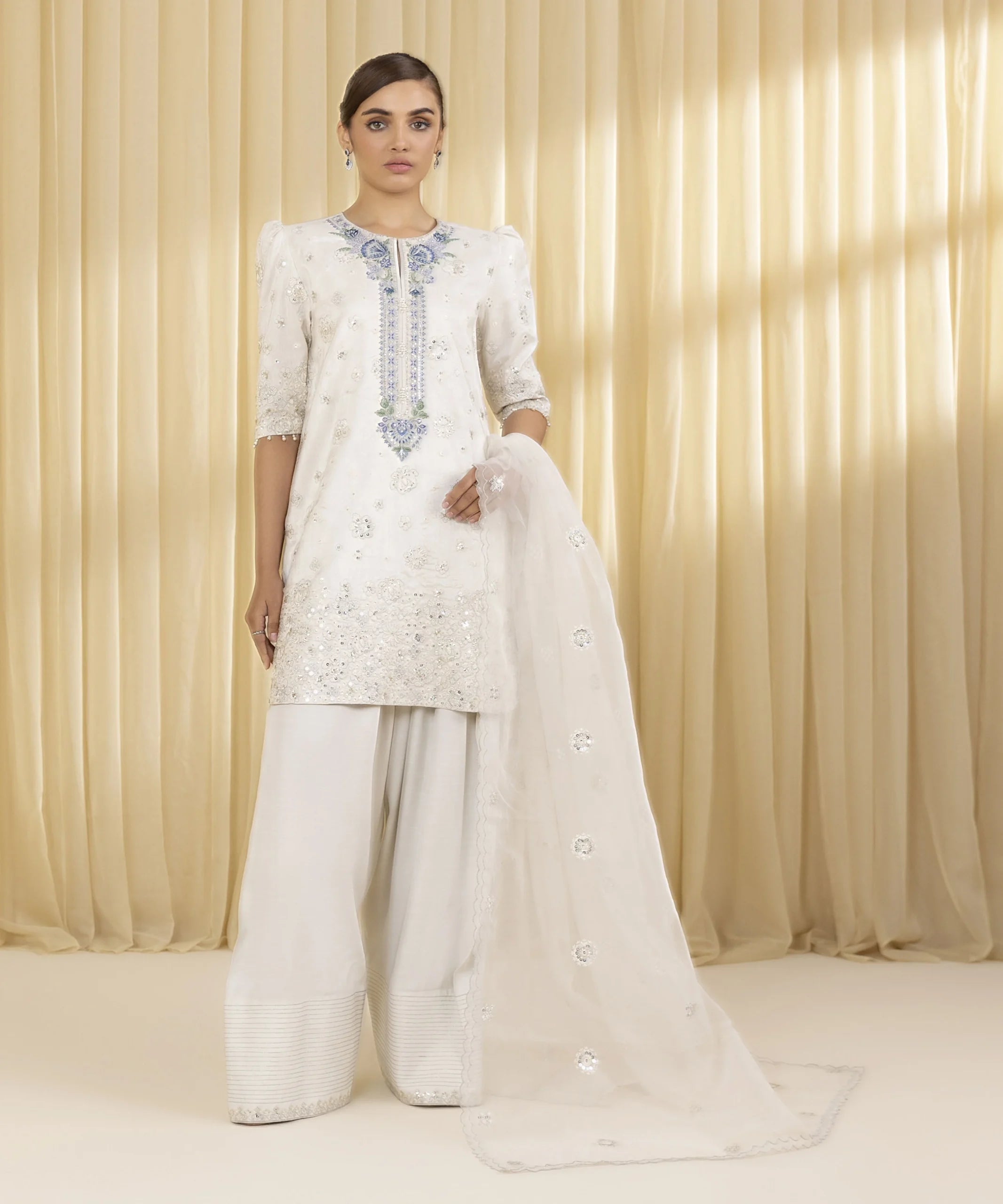 Sapphire 3Pc Embroidered Raw Silk Suit U3FEHE25V326 gulbuy.com