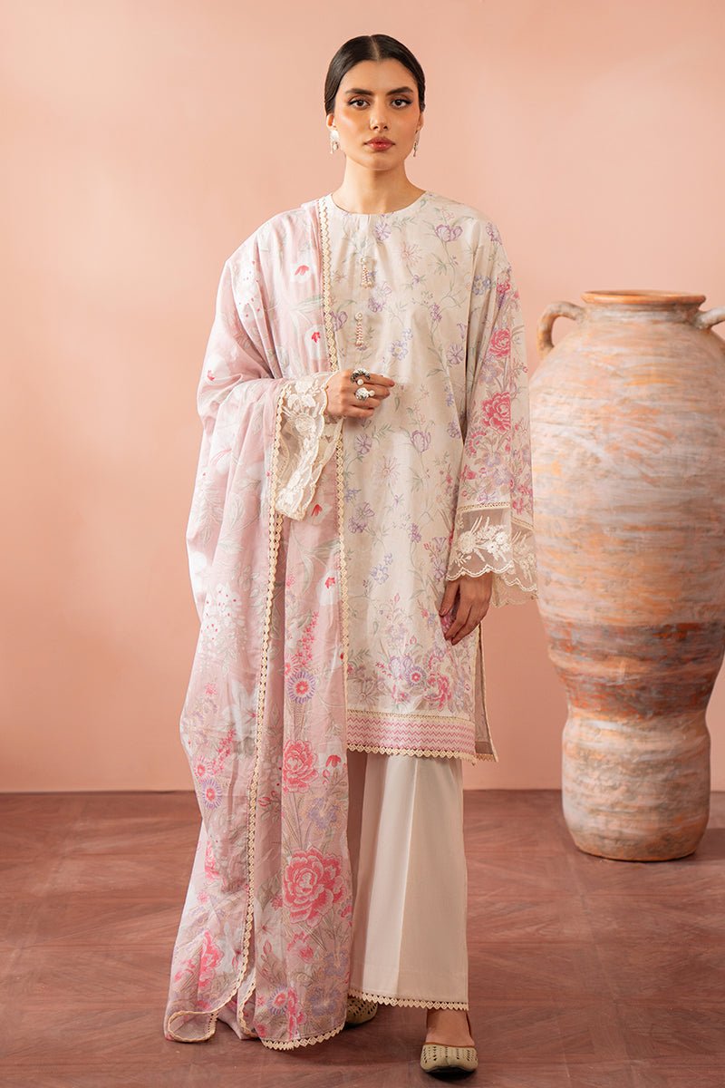 CROSS STITCH 3 PIECE EMBROIDERED CAMBRIC SUIT (0224RTSPRTCAM0106)