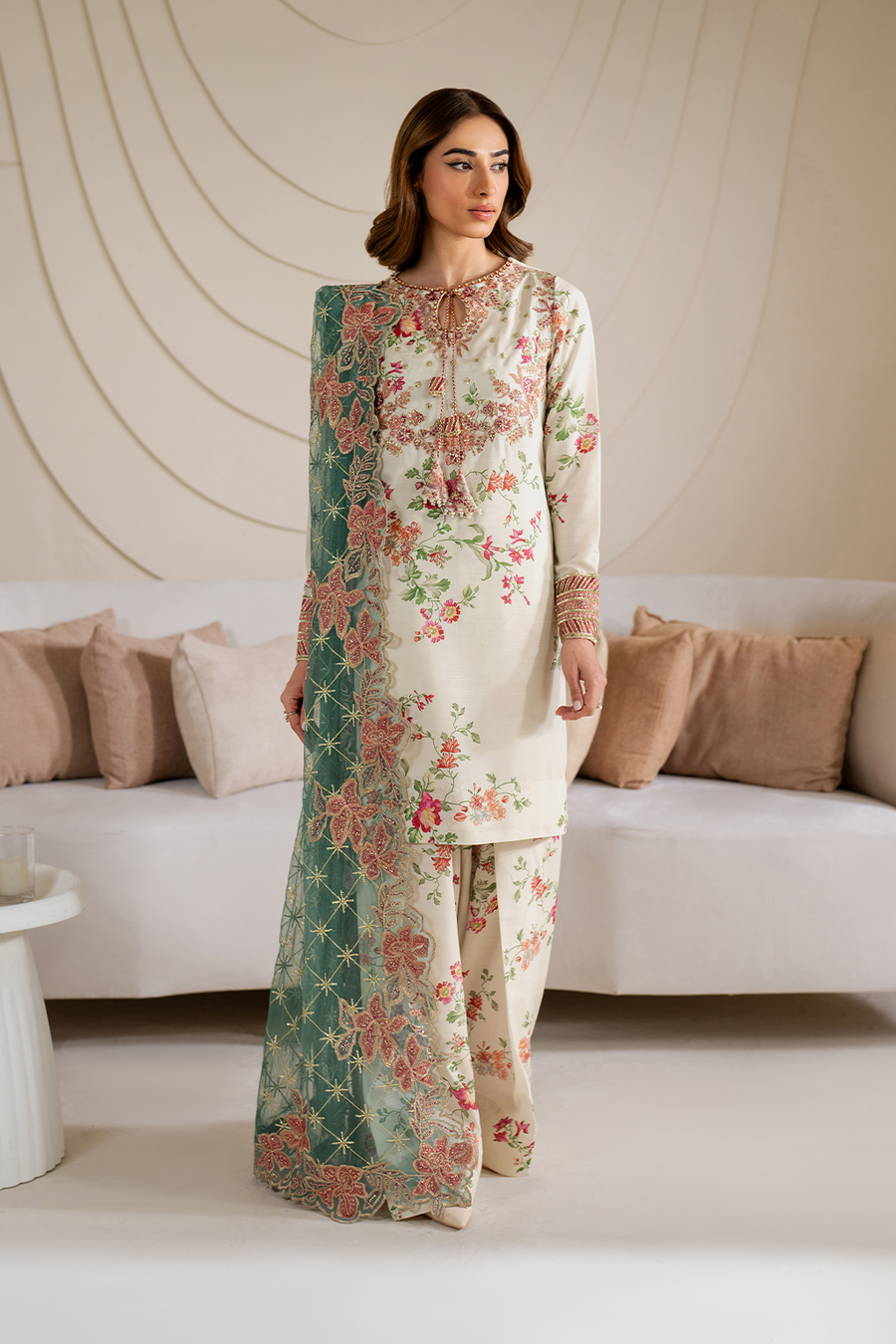 Iznik 3PC Printed Silk Suit UE-411 XL gulbuy.com