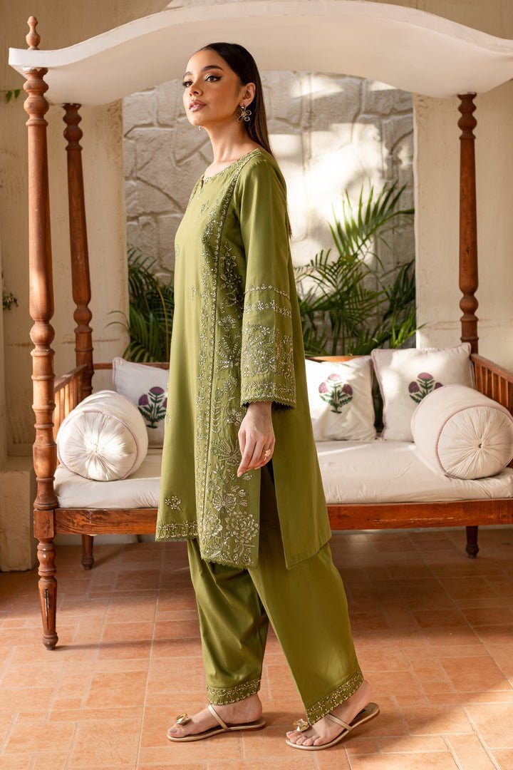 Batik 2Pc Embroidered Khaddar Dress Fern Crush gulbuy.com