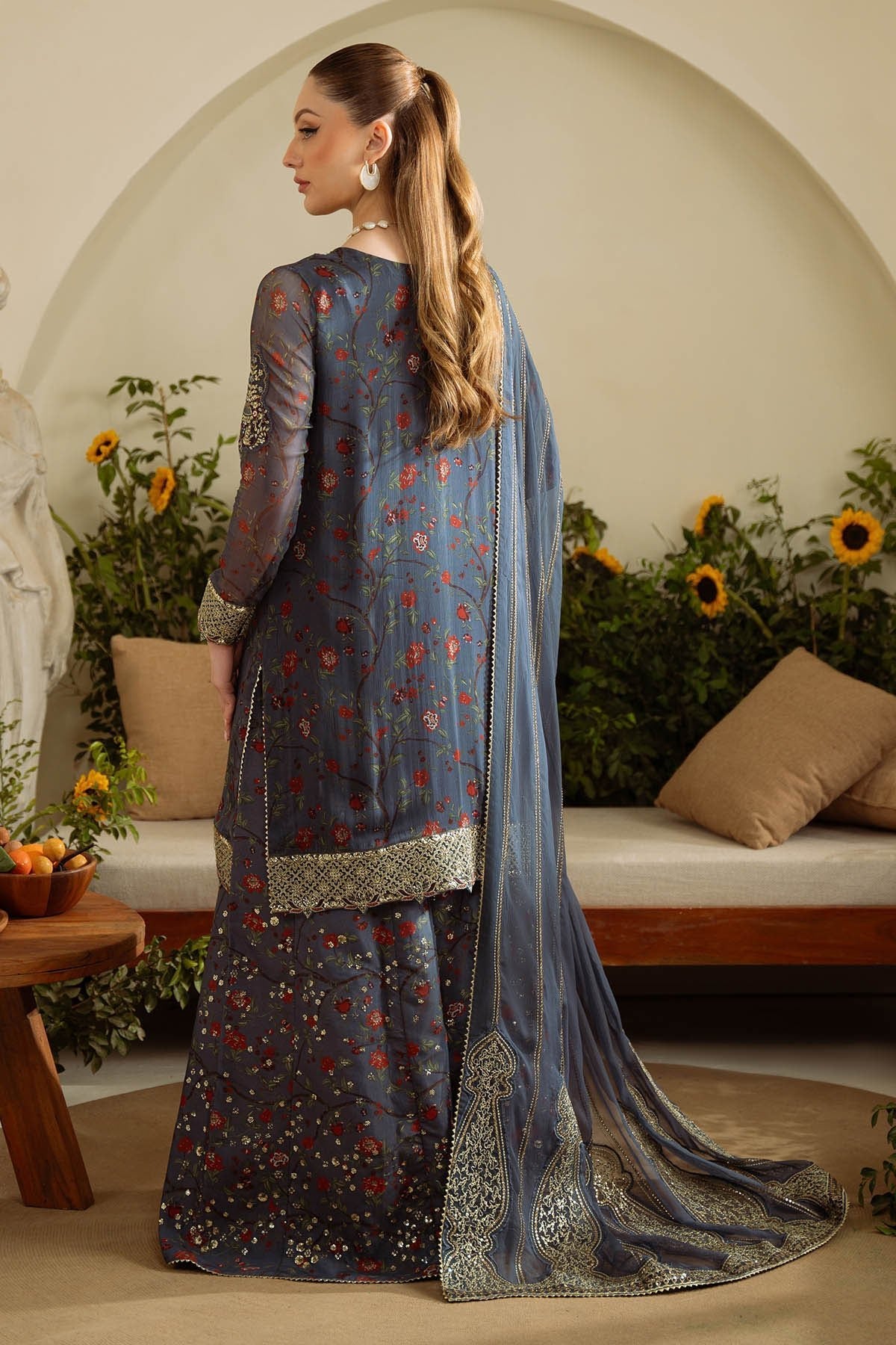 Nureh 3Pc Embroidered Chiffon Suit AM-10 gulbuy.com