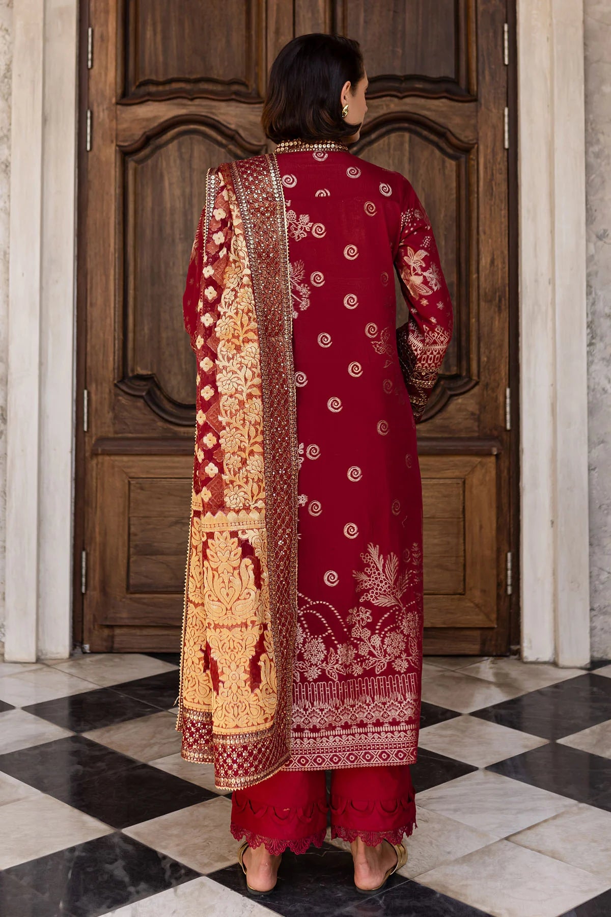 Nureh 3Pc Embroidered Jacquard Lawn Suit NE-155 gulbuy.com