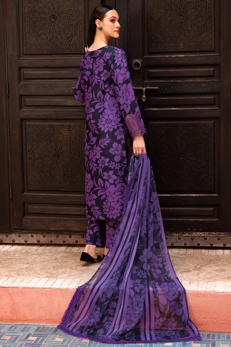 Farasha 3Pc Digital Printed Lawn Suit Violet Muse gulbuy.com
