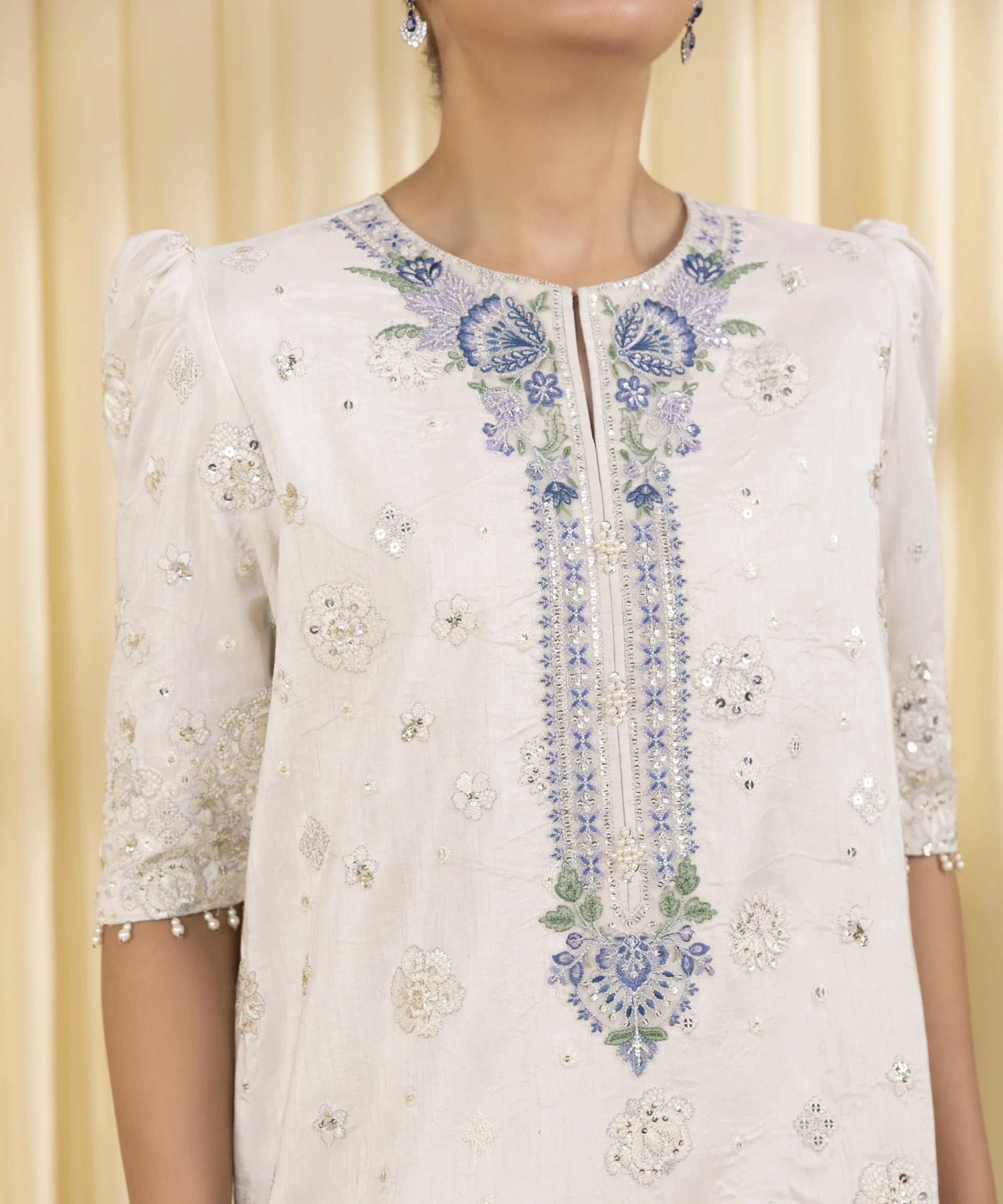 Sapphire 3Pc Embroidered Raw Silk Suit U3FEHE25V326 gulbuy.com