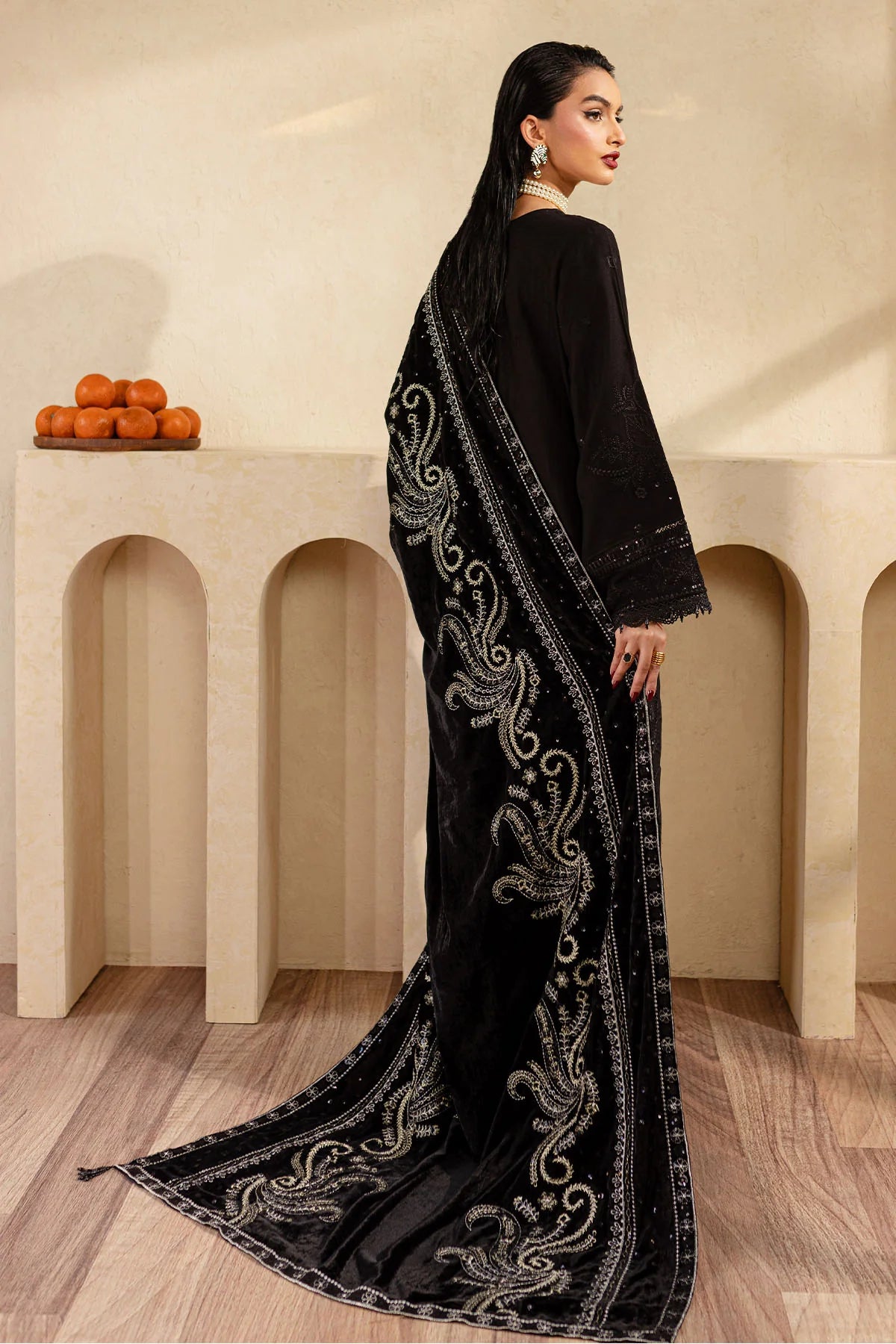 Nureh 3Pc Embroidered Leather Peach?Suit NE-128 gulbuy.com
