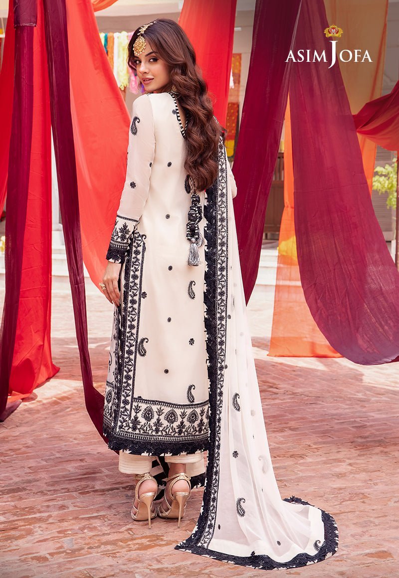 ASIM JOFA 3 PIECE EMBROIDERED CHIFFON SUIT (AJAB-02)