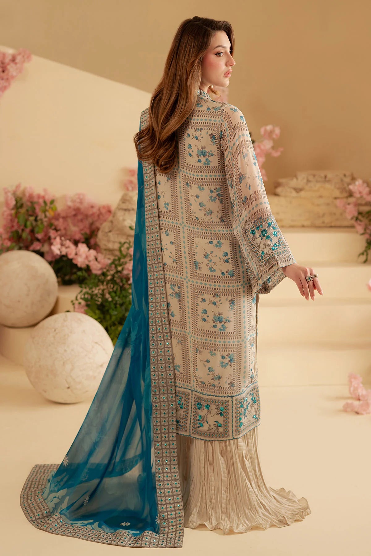 Nureh 3Pc Embroidered Chiffon Suit AM-17 gulbuy.com
