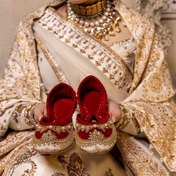Dazzle Khussa Velvet Shoes Azal (Red) gulbuy.com