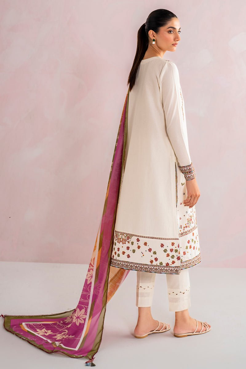 JAZMIN 3 PIECE EMBROIDERED DOBBY LAWN SUIT (USE-9087)