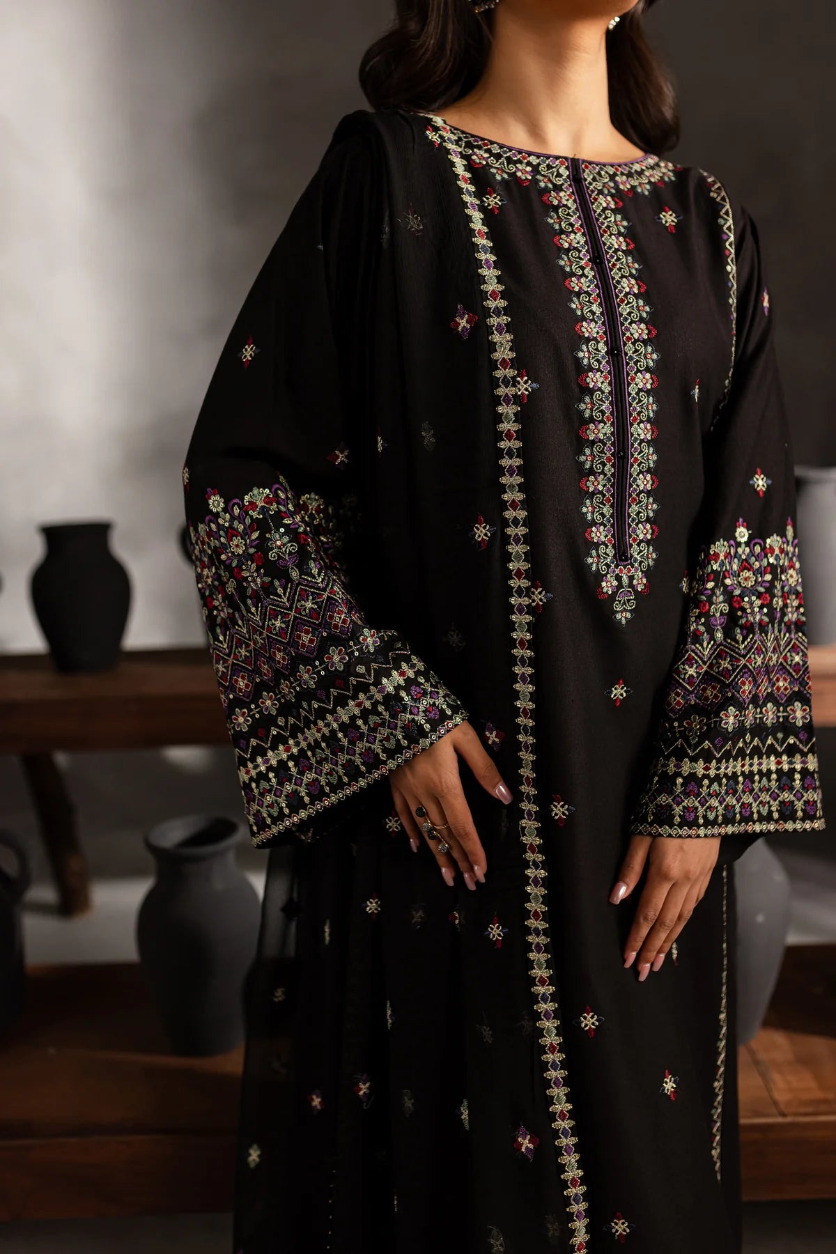 Batik 3Pc Embroidered karandi?Suit Mosaic gulbuy.com