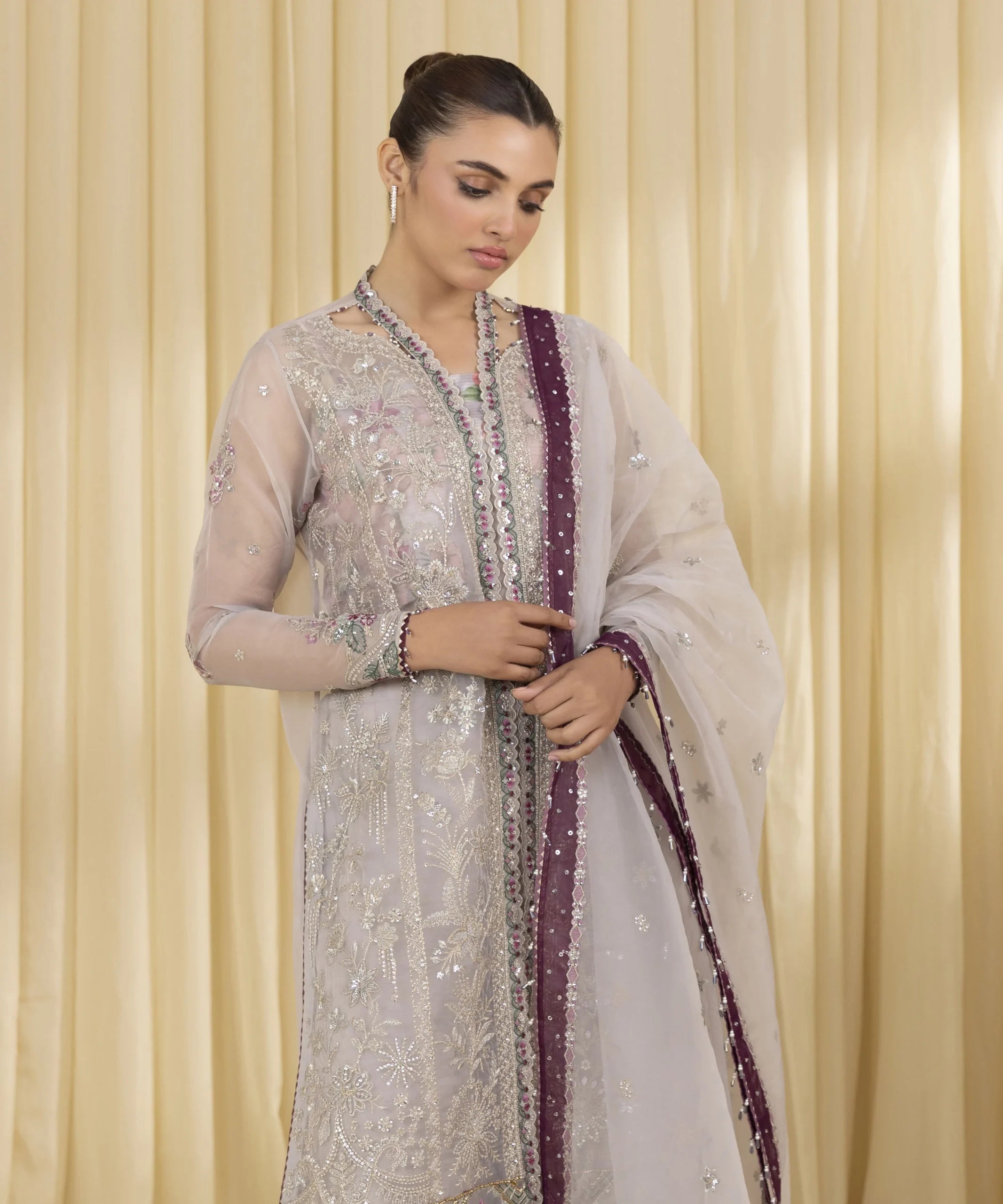 Sapphire 3Pc Embroidered Organza Suit U3FEHE25V312 gulbuy.com