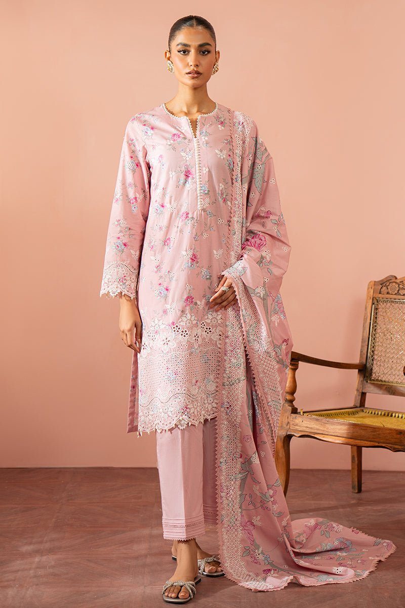 CROSS STITCH 3 PIECE EMBROIDERED CAMBRIC SUIT (0224RTSPRTCAM0102)