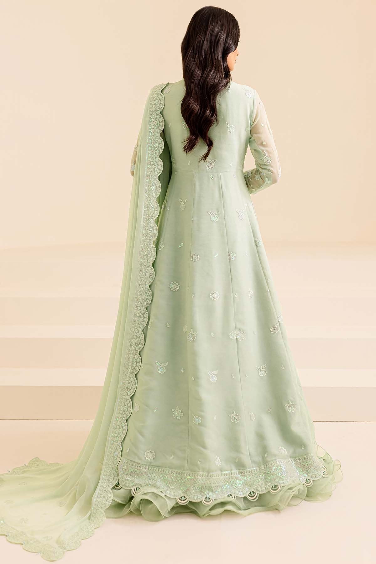 Farasha 3Pc Embroidered Chiffon Suit Aqua Dream gulbuy.com