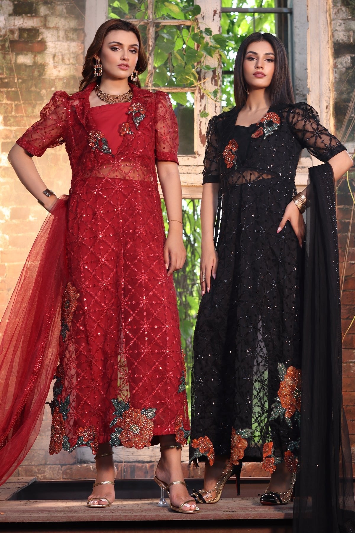 Charizma 3Pc Embroidered Organza Suit (CMA-4-052-Black) gulbuy.com