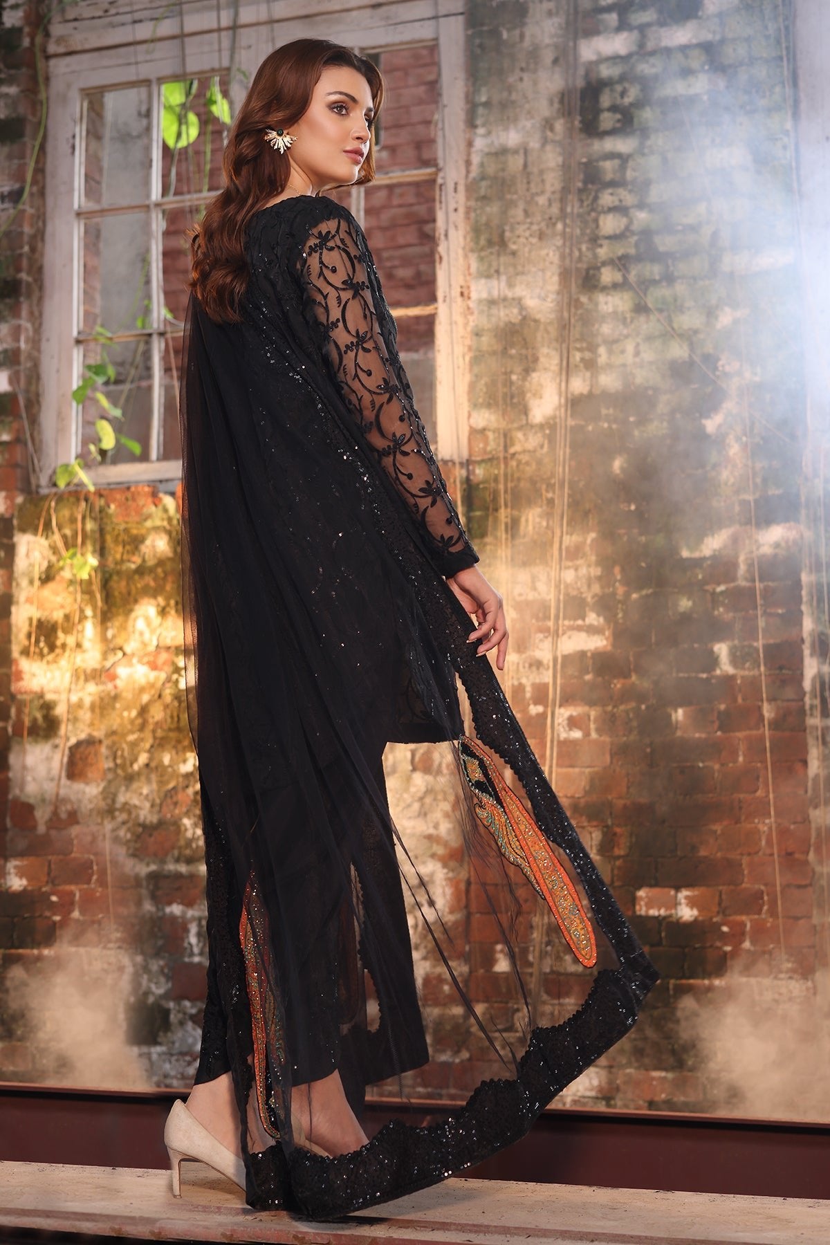 Charizma 3Pc Embroidered Organza Suit (CMA-4-051-Black) gulbuy.com