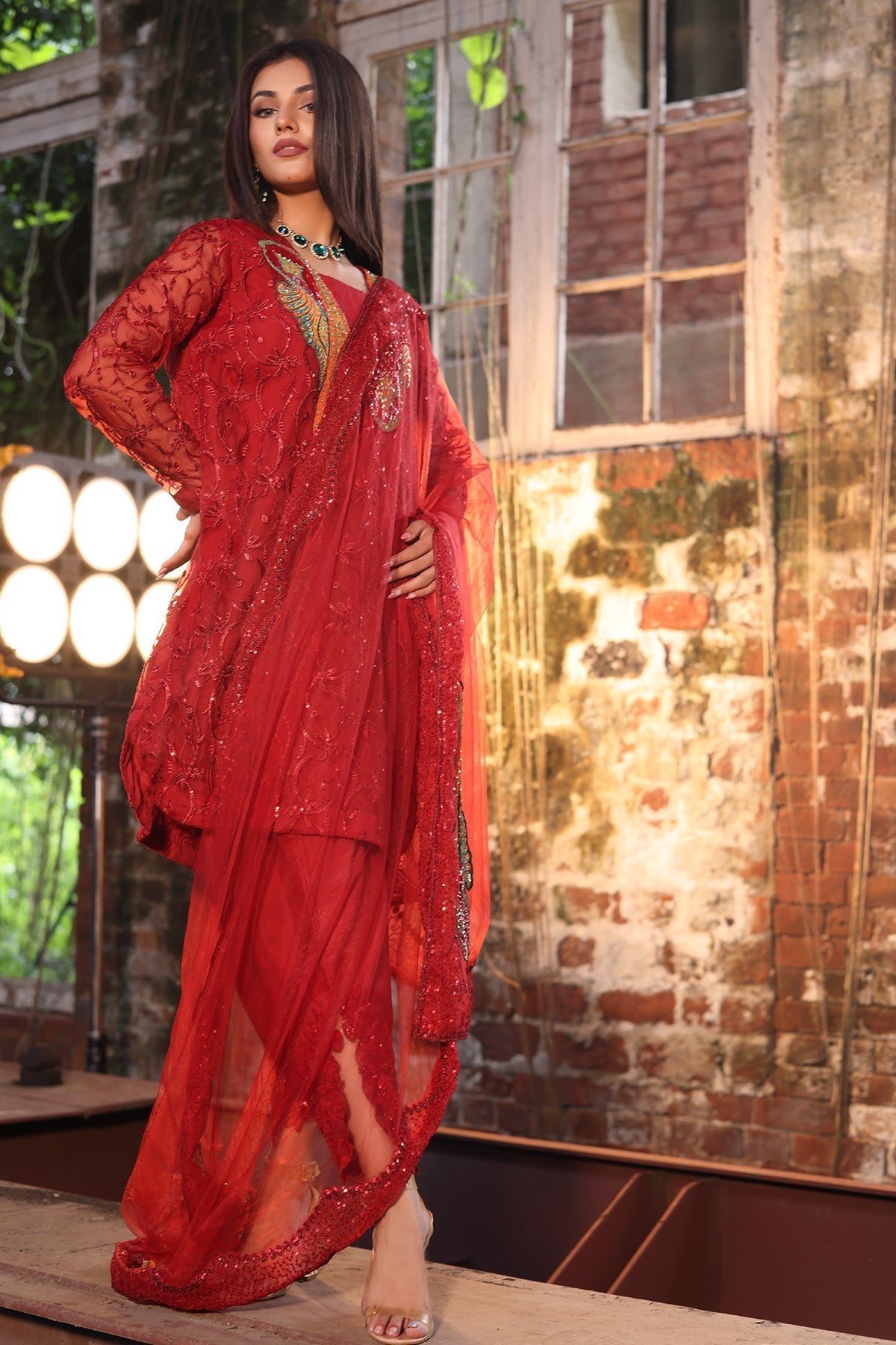 Charizma 3Pc Embroidered Organza Suit (CMA-4-051-MEHROON) gulbuy.com