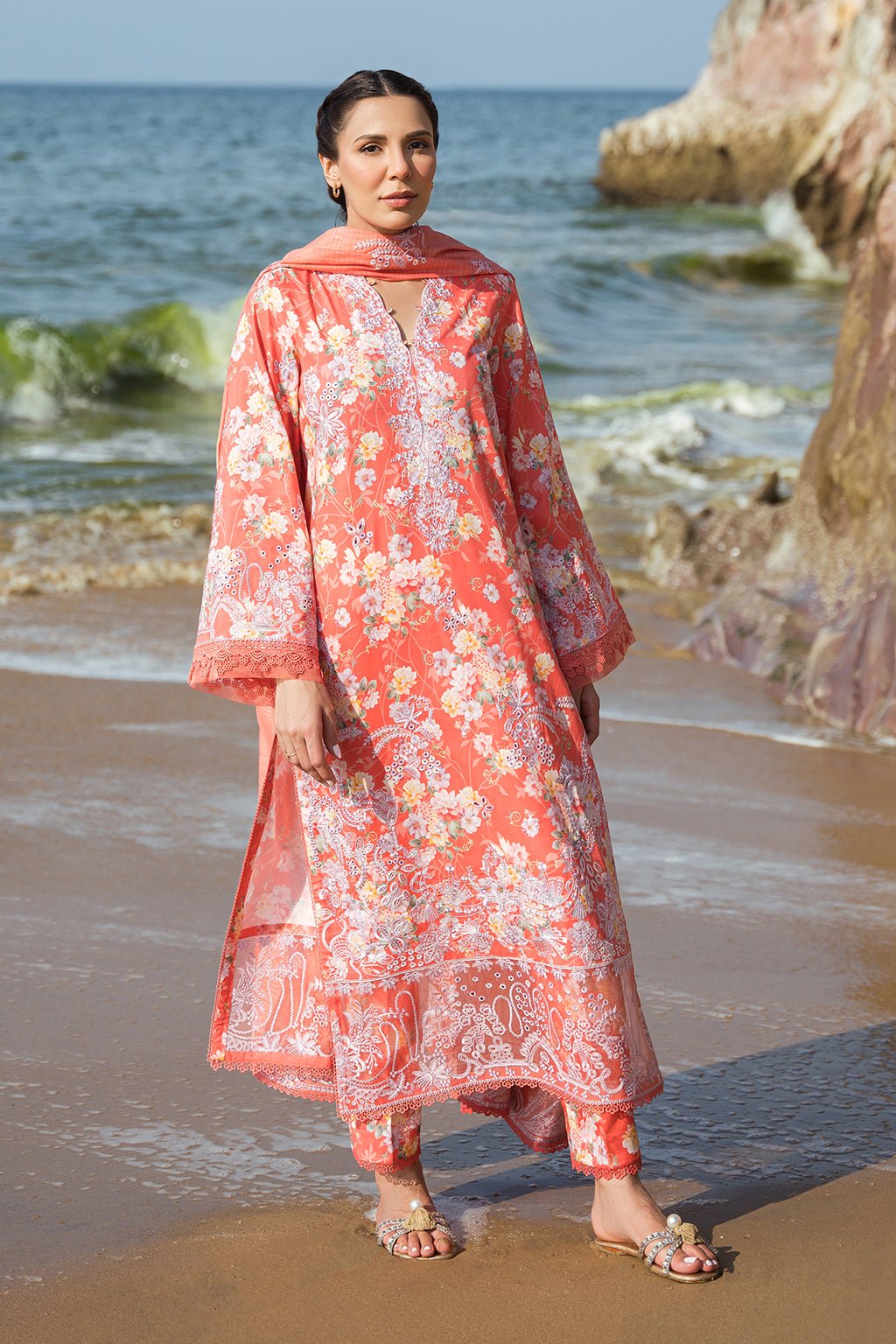 AFROZEH 3PC EMBROIDERED LAWN SUIT (Jasmine)