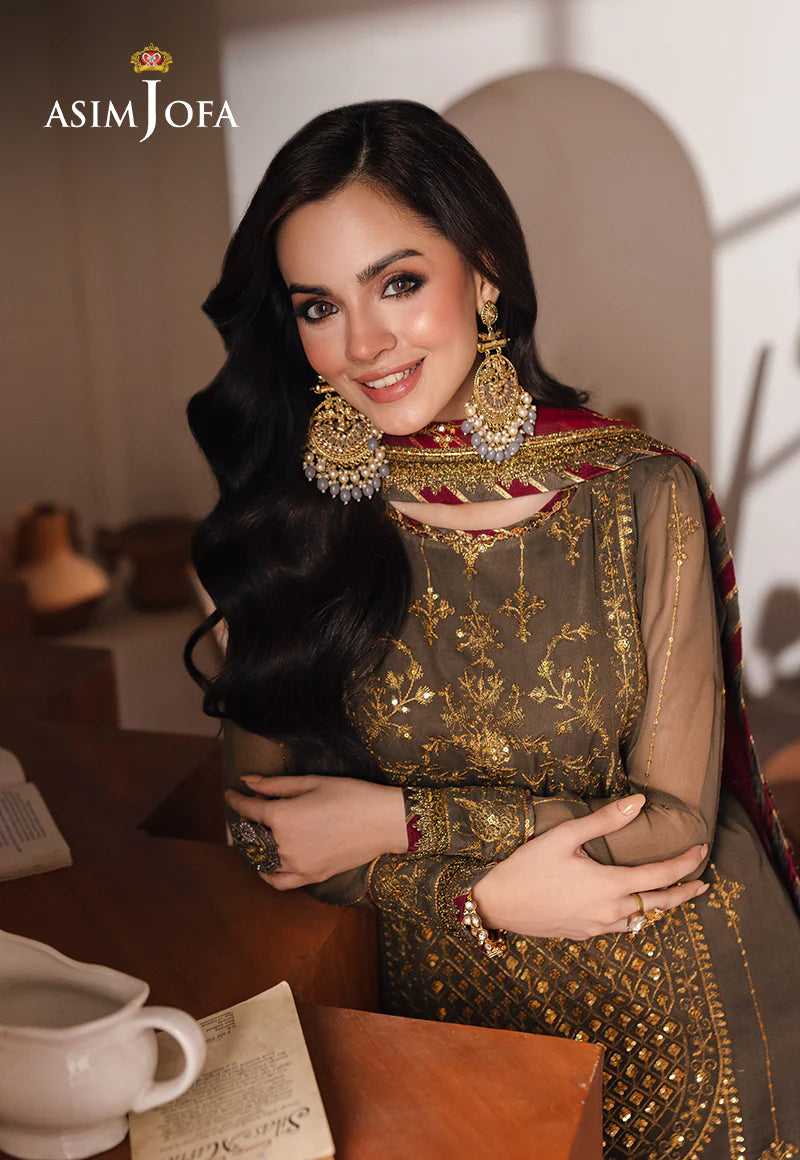 Asim Jofa 3Pc Embroidered Chiffon Suit AJHE-06 gulbuy.com