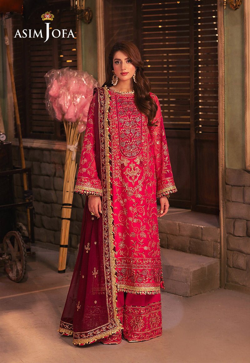 ASIM JOFA 3 PIECE EMBROIDERED CHIFFON SUIT (AJKK-11)