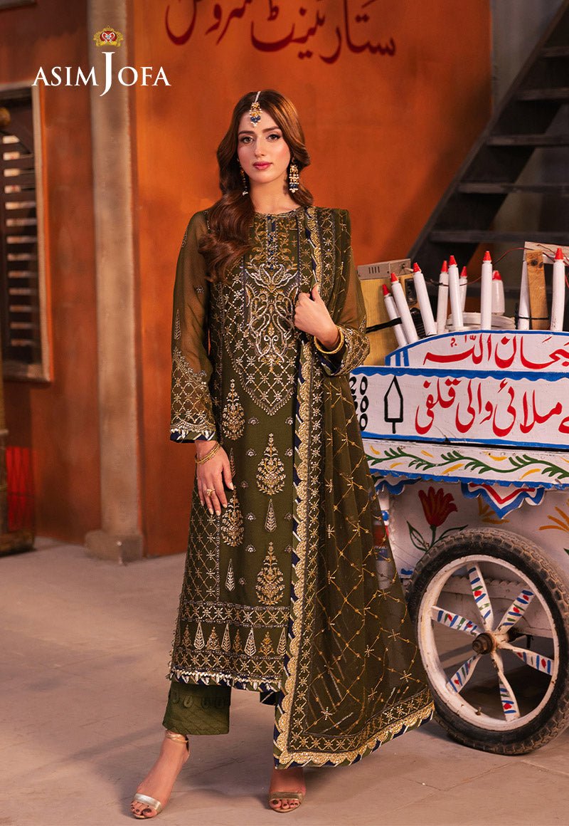 ASIM JOFA 3 PIECE EMBROIDERED CHIFFON SUIT (AJKK-16)