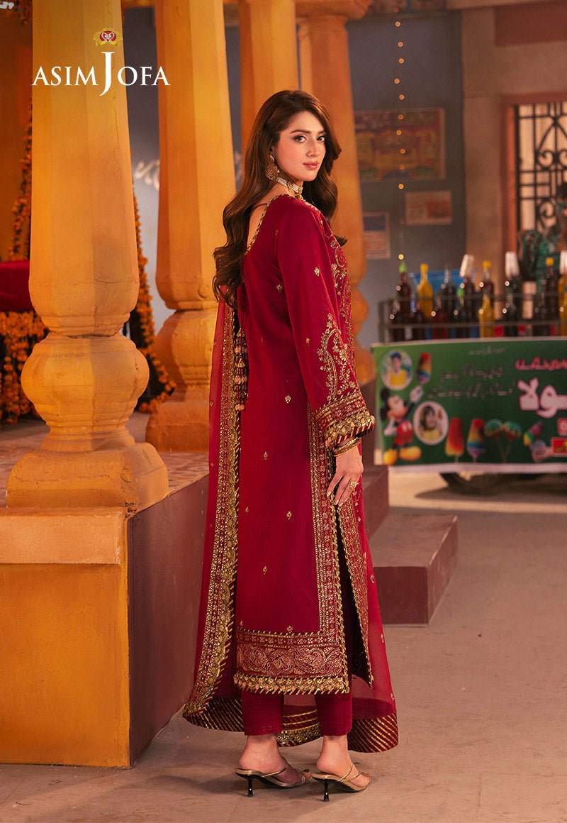 ASIM JOFA 3 PIECE EMBROIDERED SILK SUIT (AJKK-19)