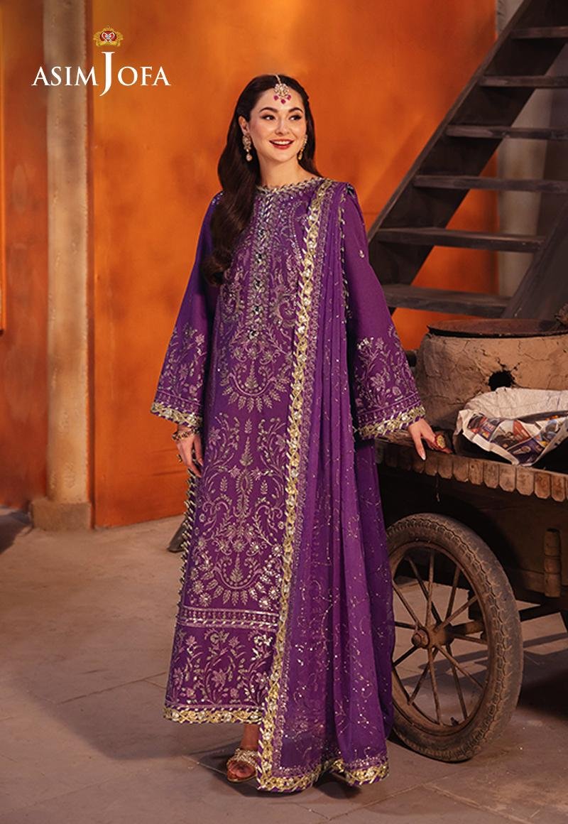 ASIM JOFA 3 PIECE EMBROIDERED SILK SUIT (AJKK-07)