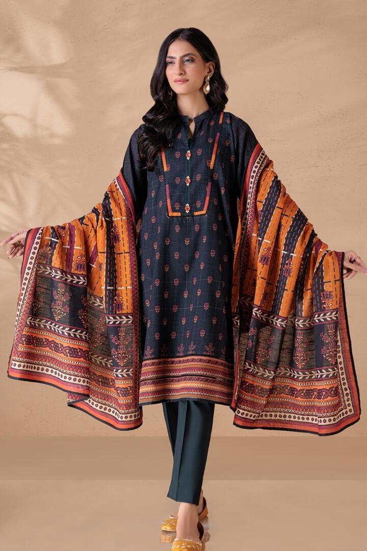 BONANZA SATRANGI 3PC PRINTED KHADDAR SUIT (AWR223P04B)