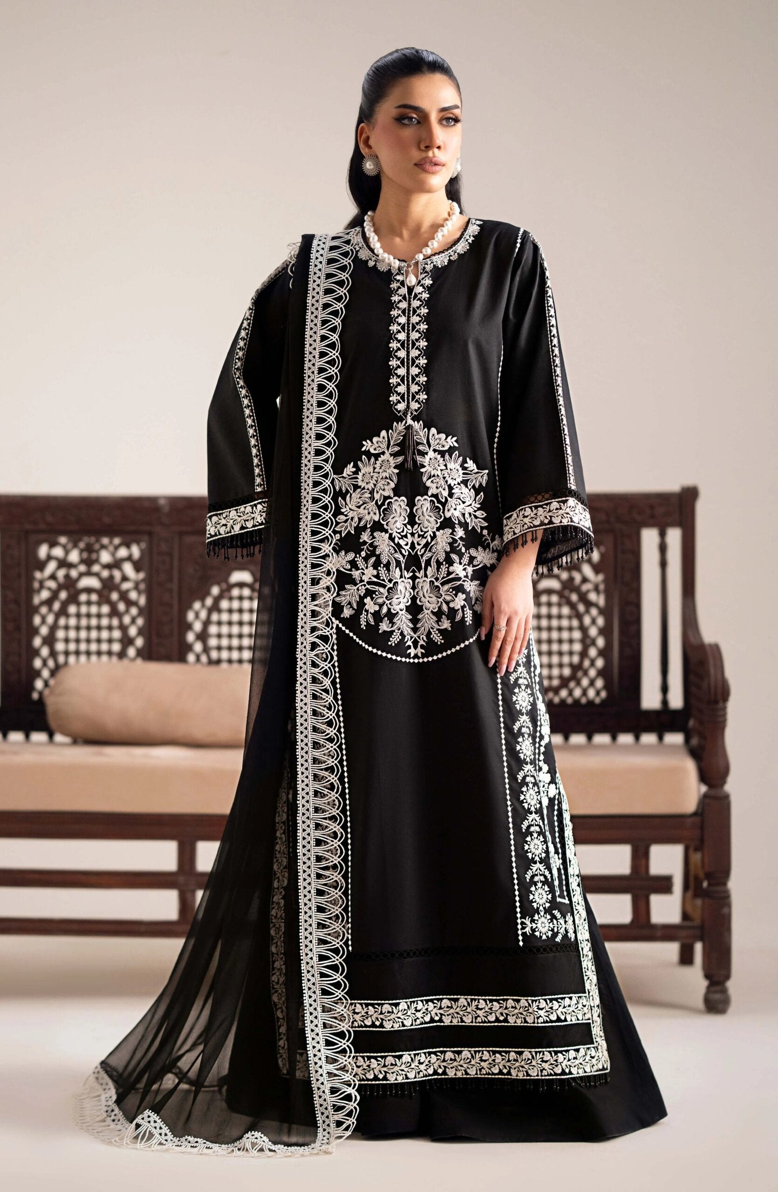 MARYUM & MARIA 3PC EMBROIDERED LAWN SUIT (MS-24239)