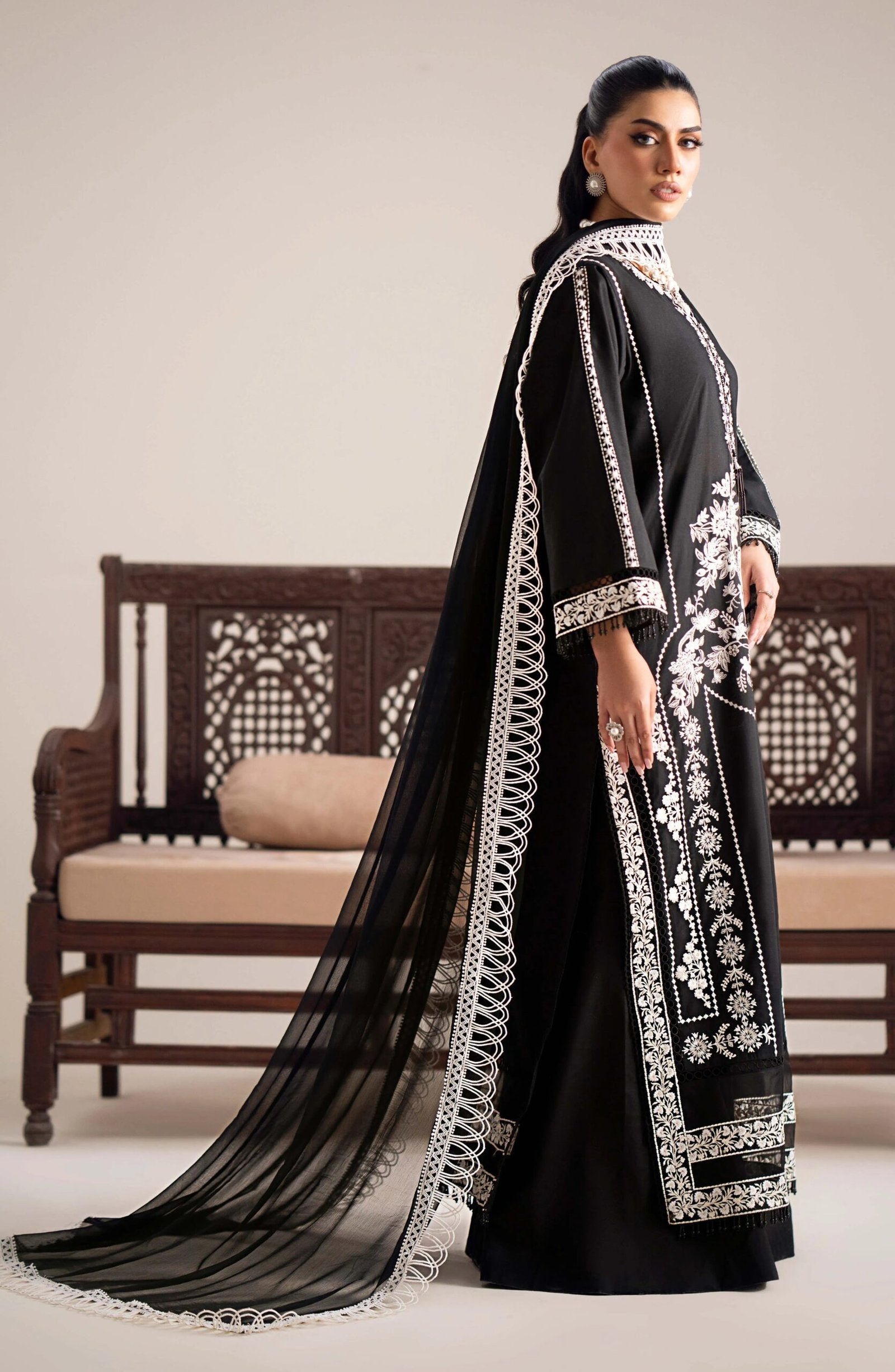 MARYUM & MARIA 3PC EMBROIDERED LAWN SUIT (MS-24239)