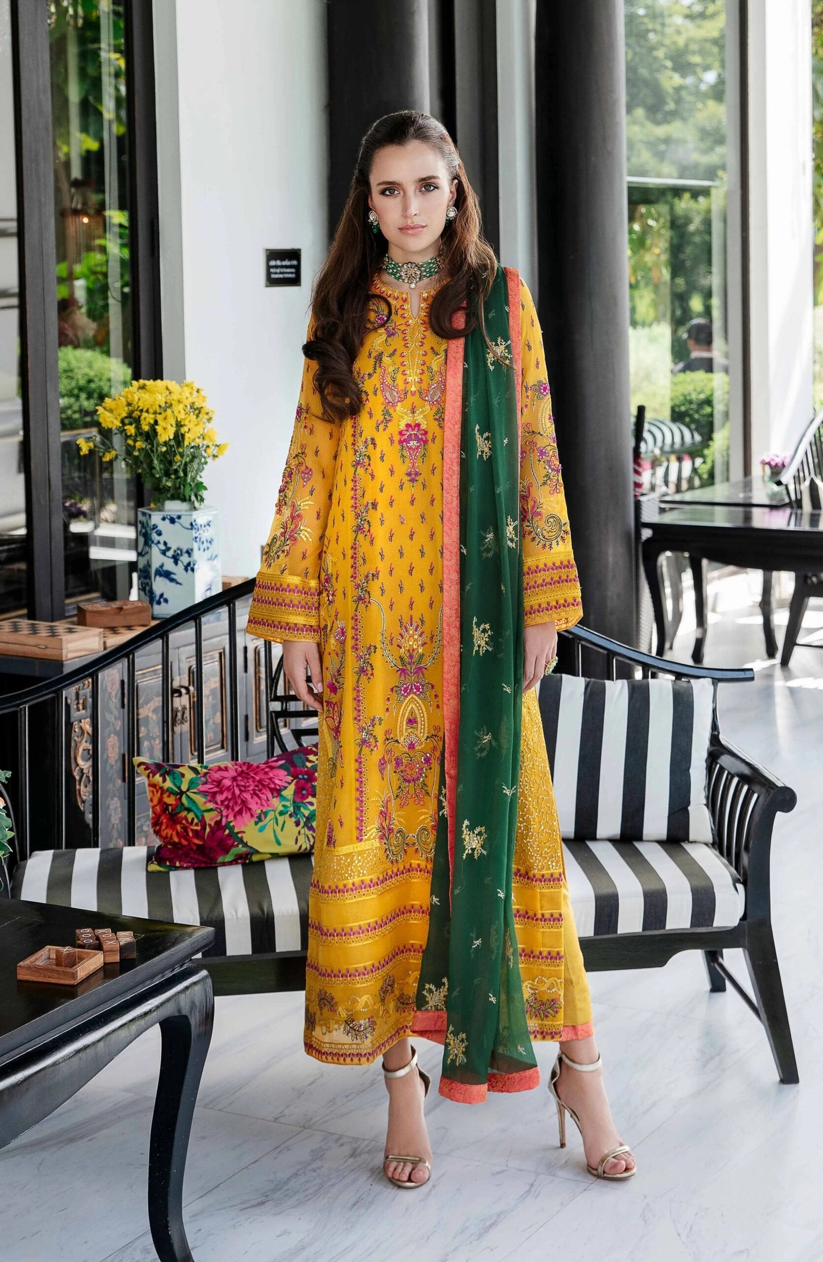 MARYUM & MARIA 3PC EMBROIDERED CHIFFON SUIT (AISHA-FW23-504)