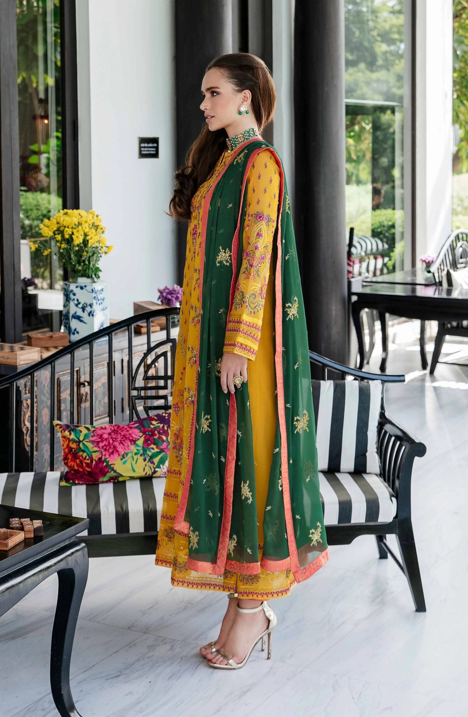 MARYUM & MARIA 3PC EMBROIDERED CHIFFON SUIT (AISHA-FW23-504)