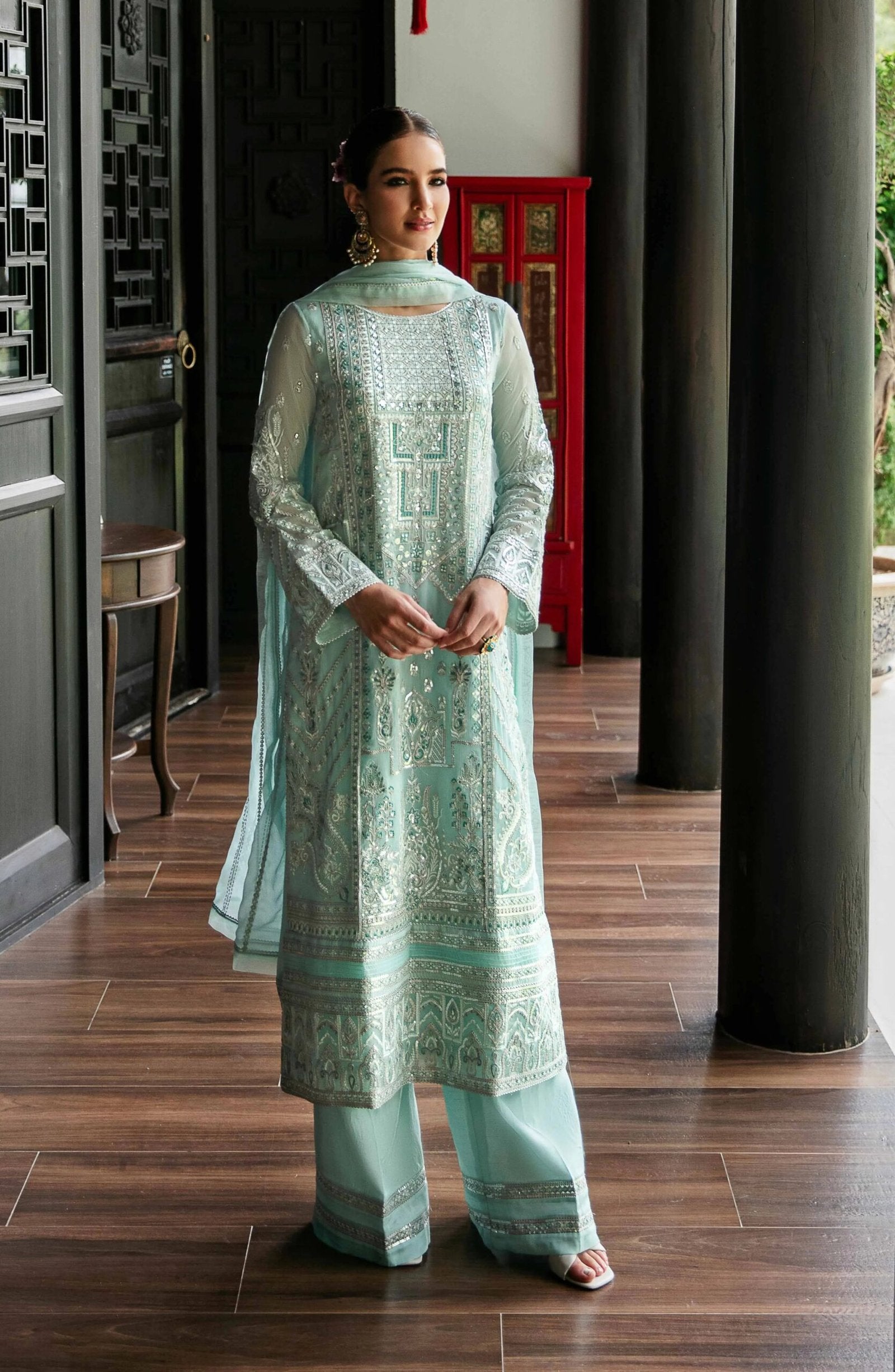 MARYUM & MARIA 3PC EMBROIDERED CHIFFON SUIT (DIA-FW23-503)