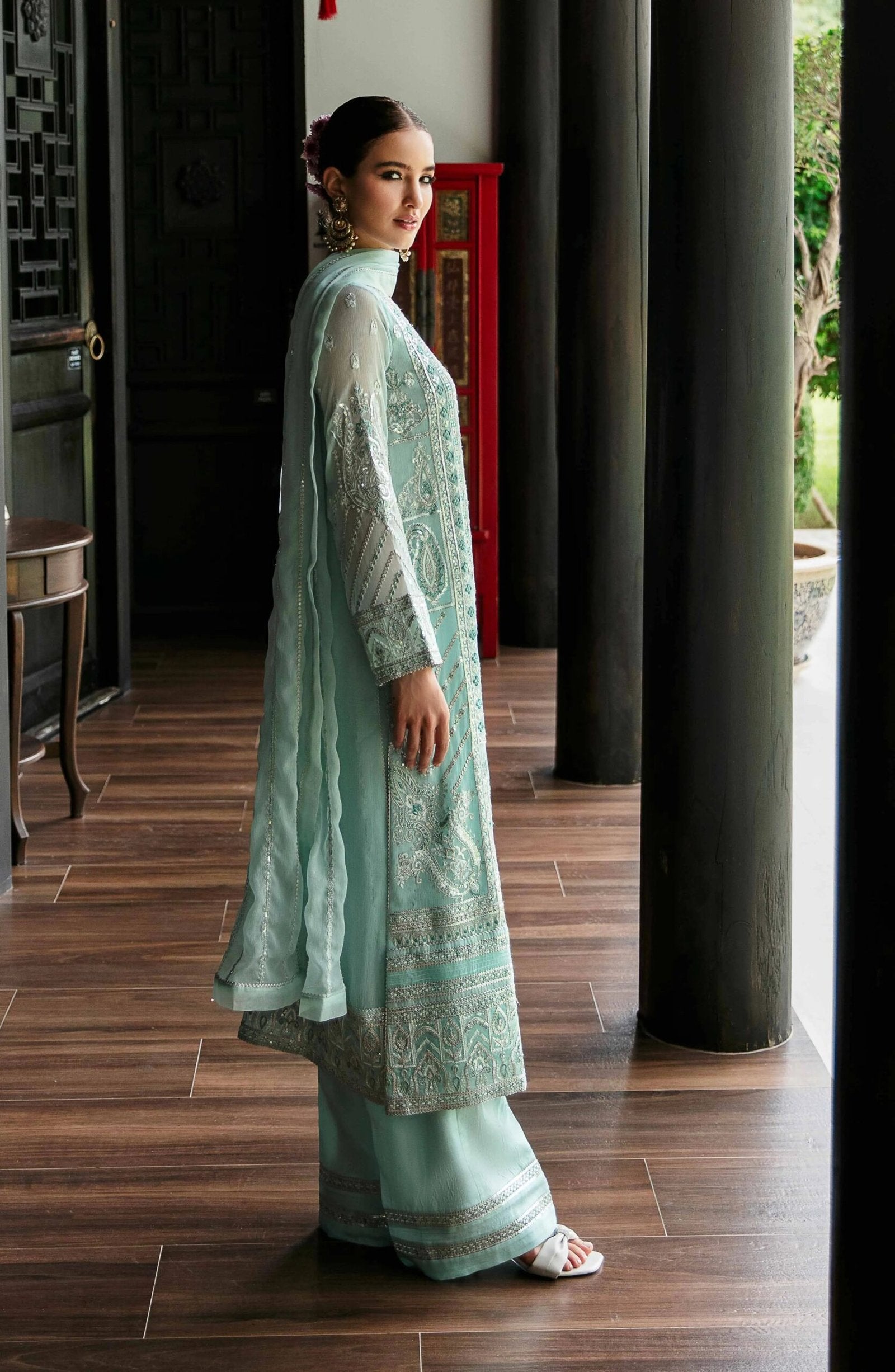 MARYUM & MARIA 3PC EMBROIDERED CHIFFON SUIT (DIA-FW23-503)