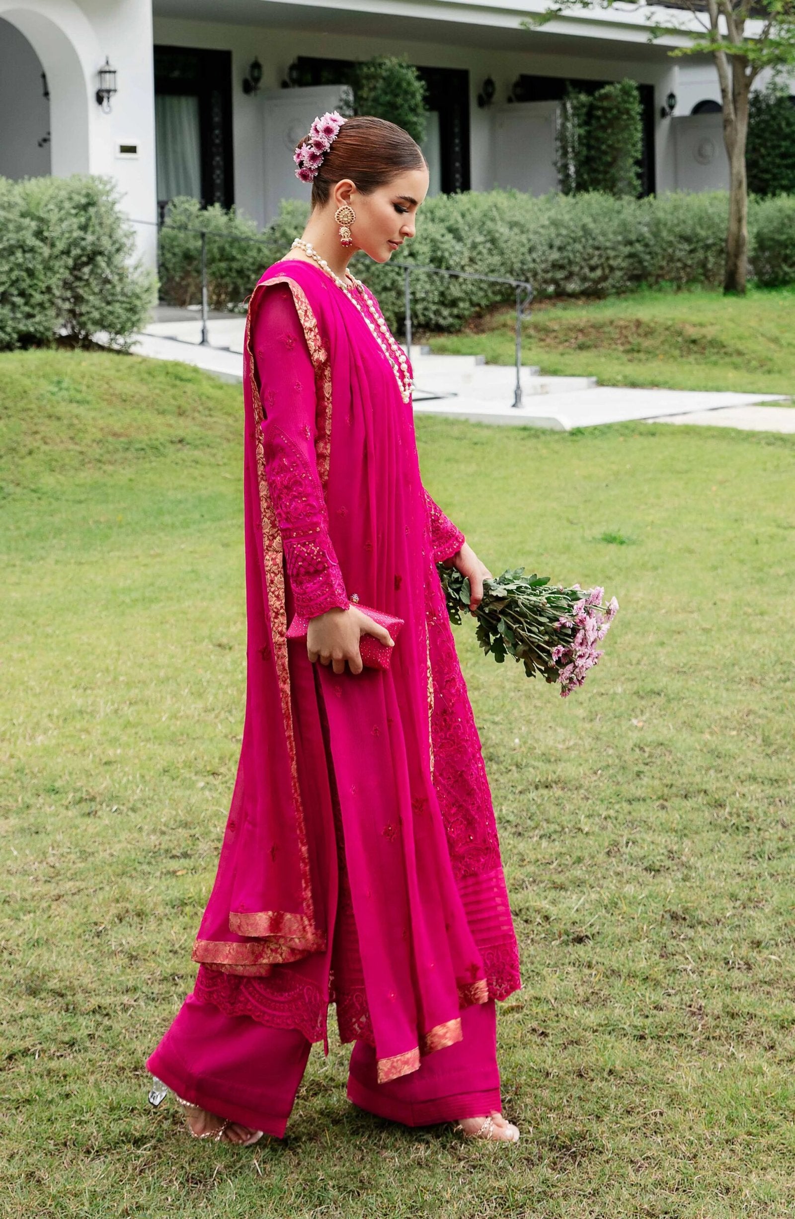 MARYUM & MARIA 3PC EMBROIDERED CHIFFON SUIT (MARIA-FW23-508)