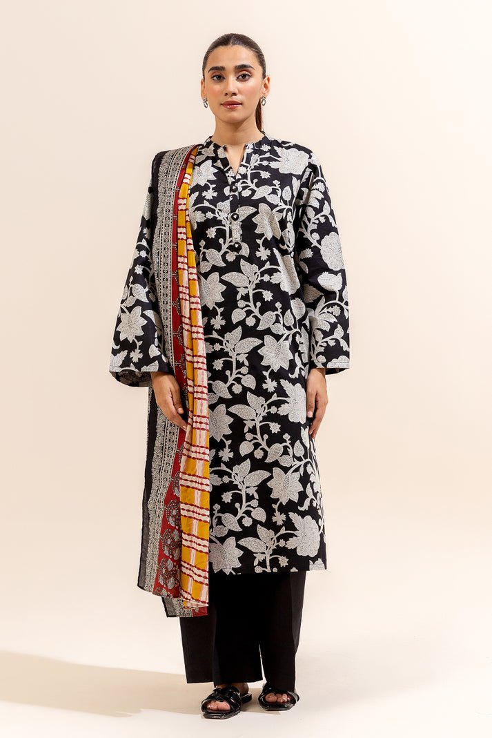 Beechtree 3Pc Printed Lawn Suit (BT12405UN004341-BLACK)