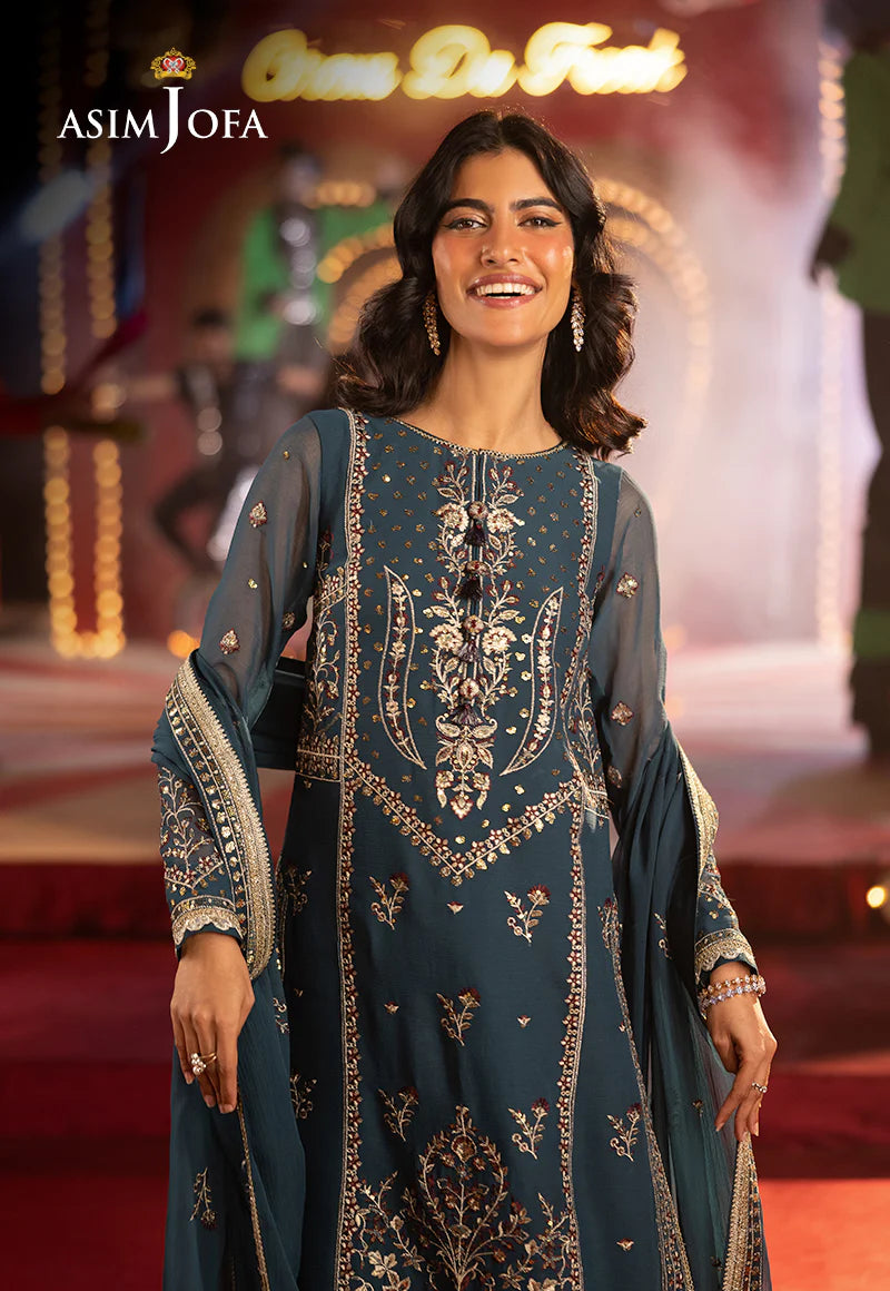 Asim jofa 3Pc Embroidered Chiffon Suit AJLFF-15 gulbuy.com