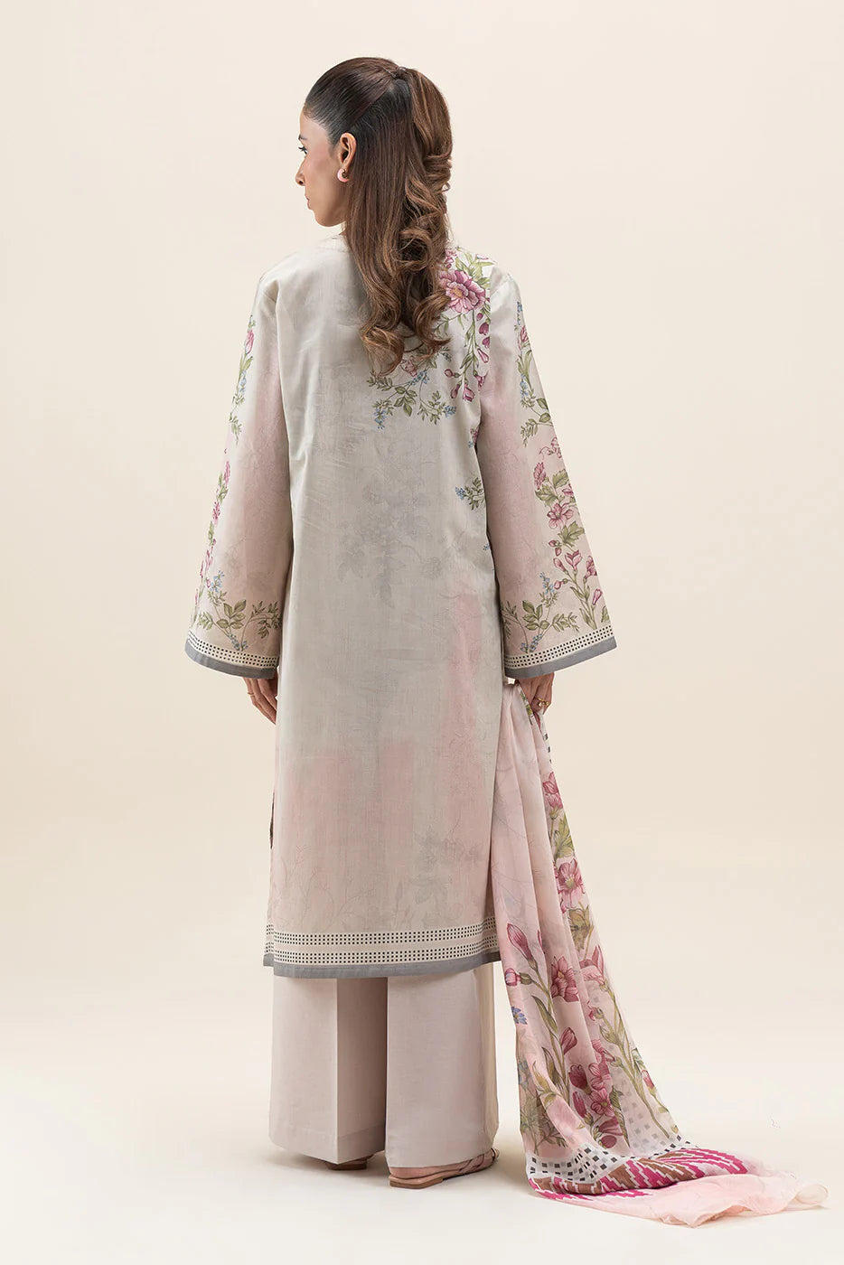 Beechtree 3Pc Printed Lawn Suit SOFT GARDENIA gulbuy.com