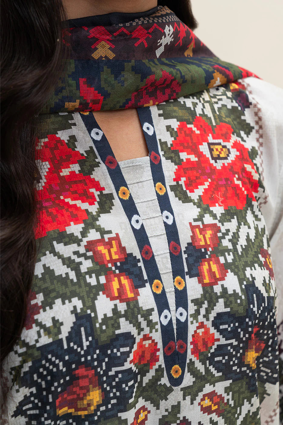 Beechtree 3Pc Printed Lawn Suit AMAZON GARDEN gulbuy.com