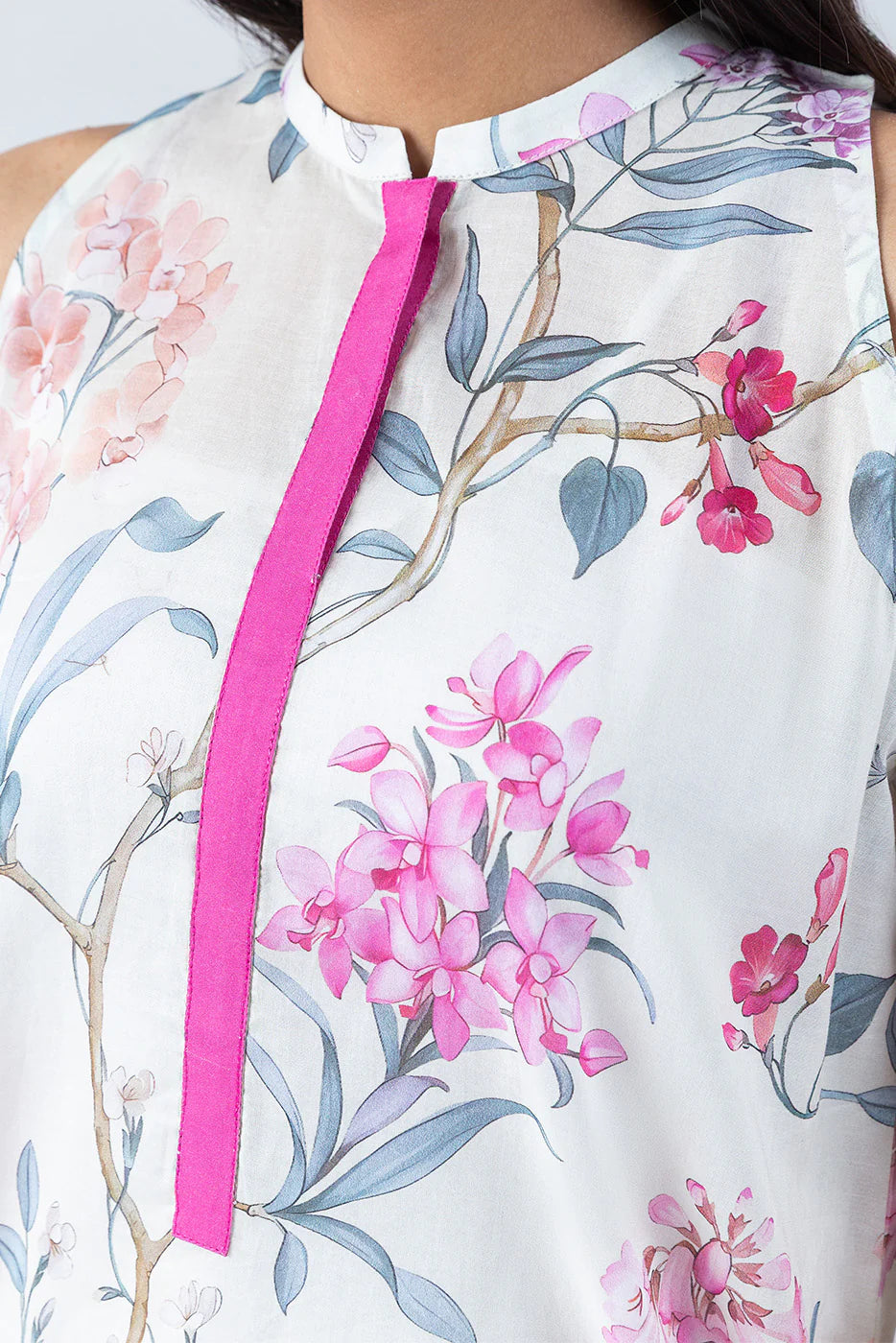 Beechtree 3Pc Printed Lawn Suit IVORY ORCHID gulbuy.com