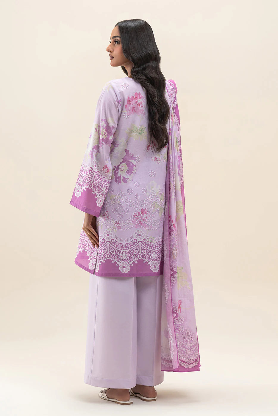 Beechtree 3Pc Printed Lawn Suit PASTEL GARLAND gulbuy.com