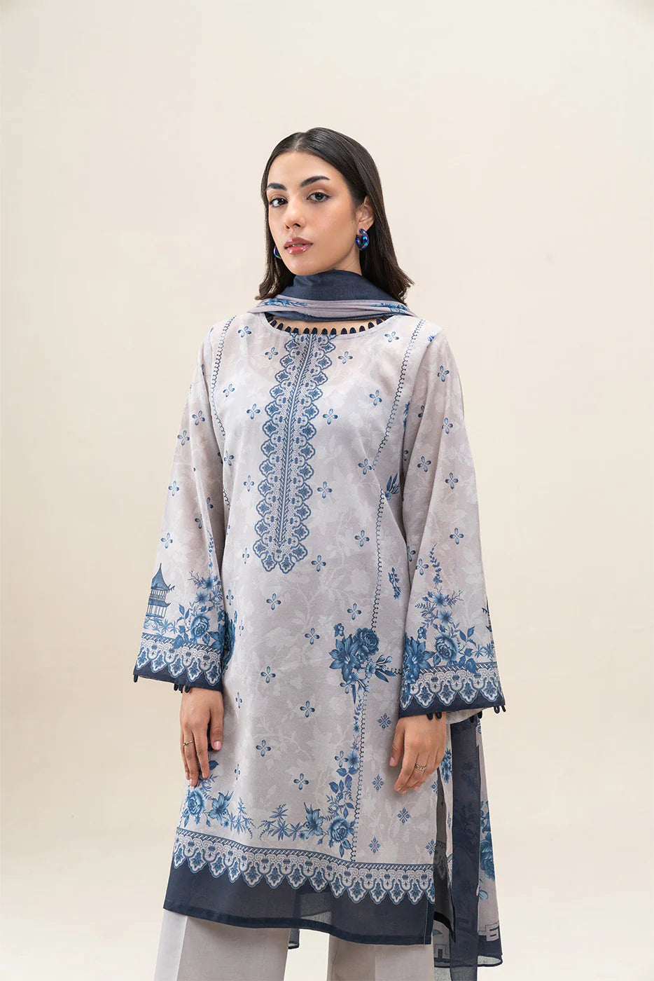 Beechtree 3Pc Printed Lawn Suit AEGAN ASH gulbuy.com