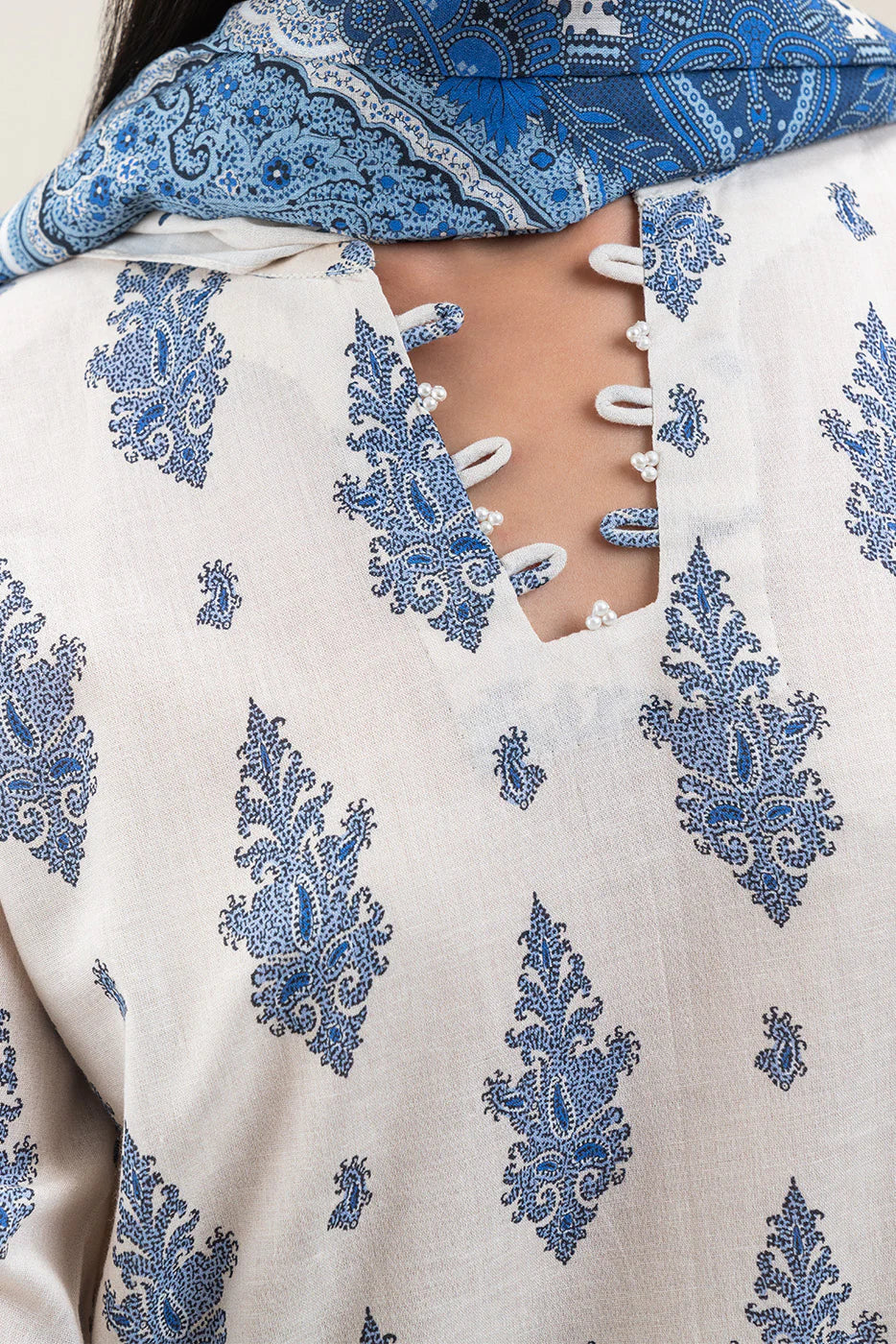 Beechtree 3Pc Printed Lawn Suit SAPPHIRE PEARL gulbuy.com