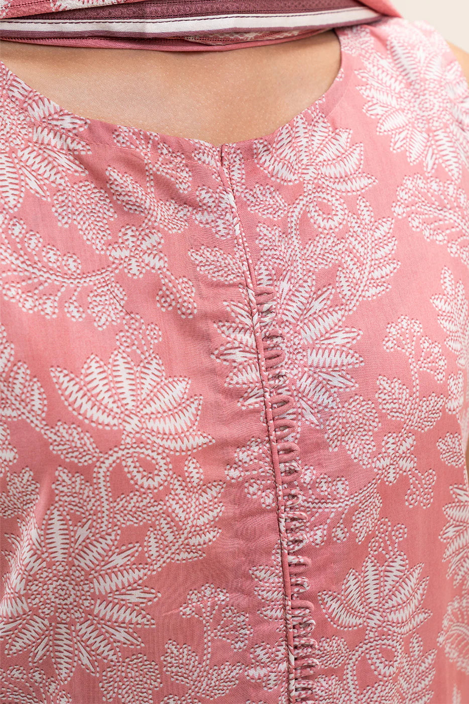 Beechtree 3Pc Printed Lawn Suit SALMON PEACH gulbuy.com