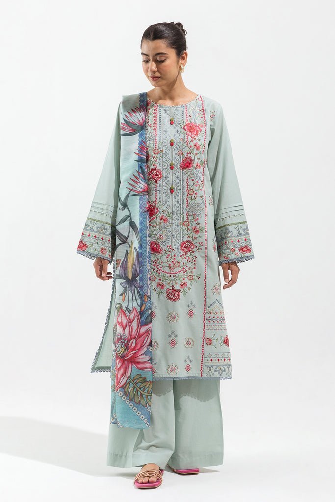Beechtree 3Pc Embroidered Printed Suit (BT3S23U109)