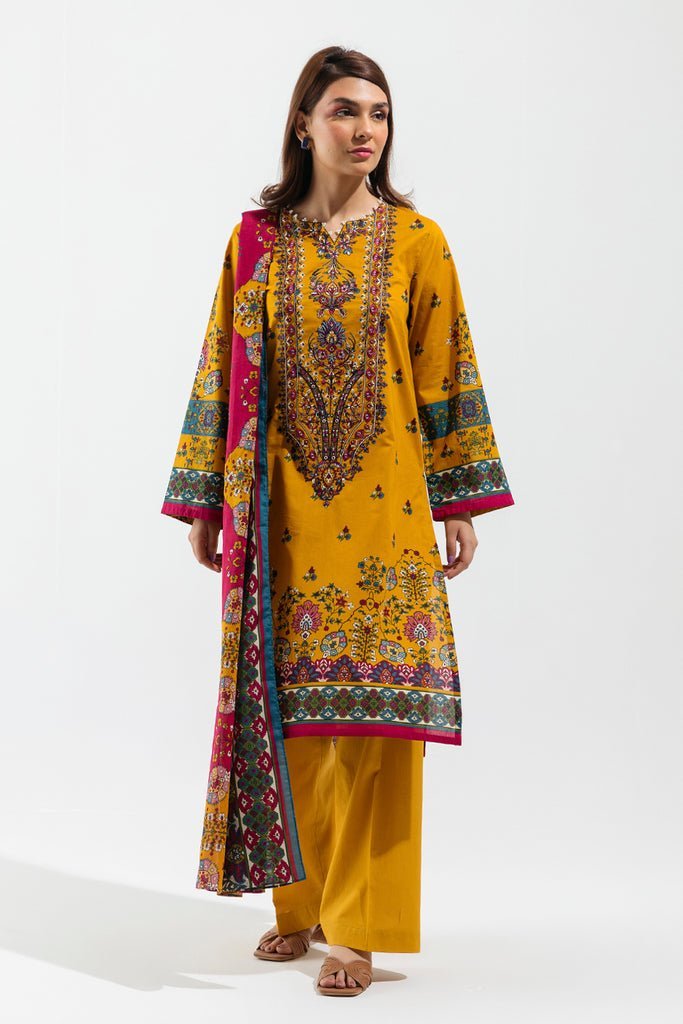 Beechtree 3Pc Embroidered Printed Suit (BT3S23U51)